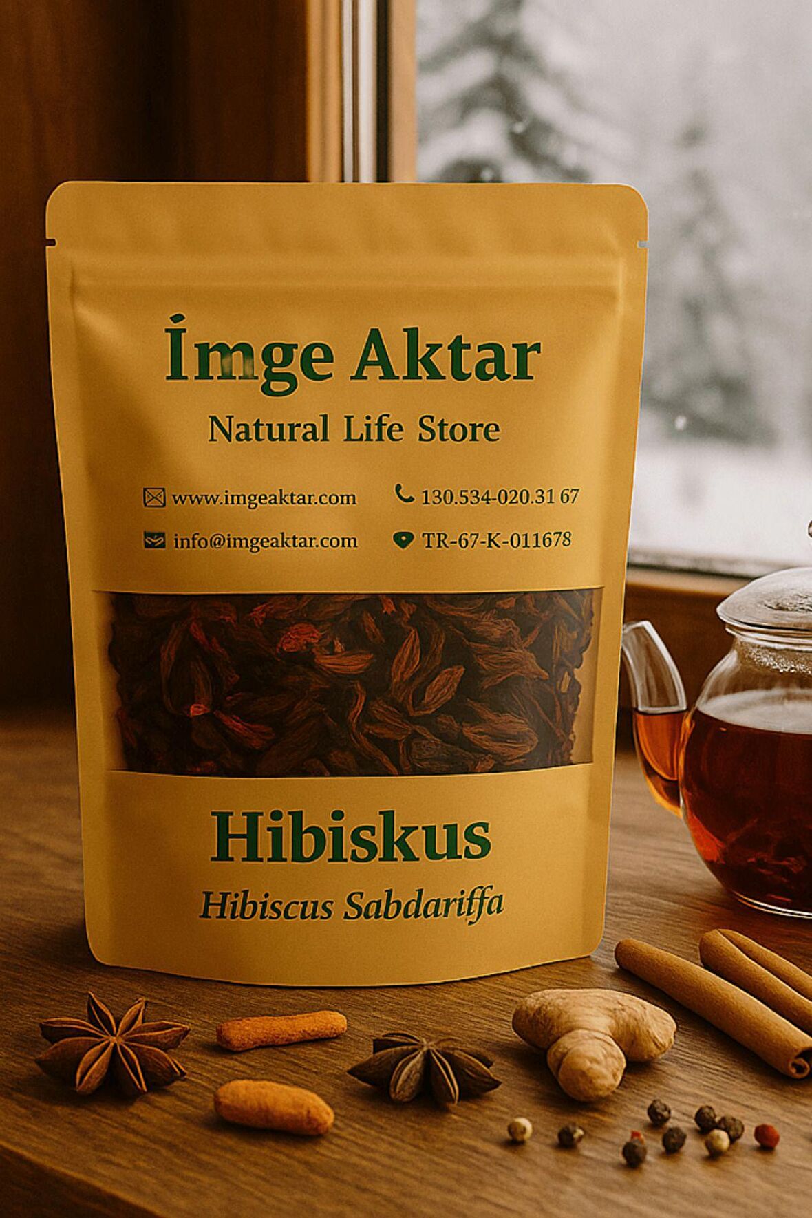 Hibiskus-Mekke Gülü-Nar Çiçeği-Bamya Çiçeği 100g