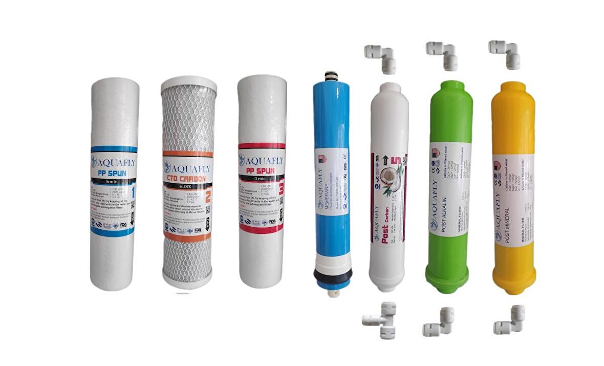 AQUAFLY Su Arıtma Filtresi 7li Takım Arıtıcı Filtresi Mineral 10' AÇIK KASA UYUMLU