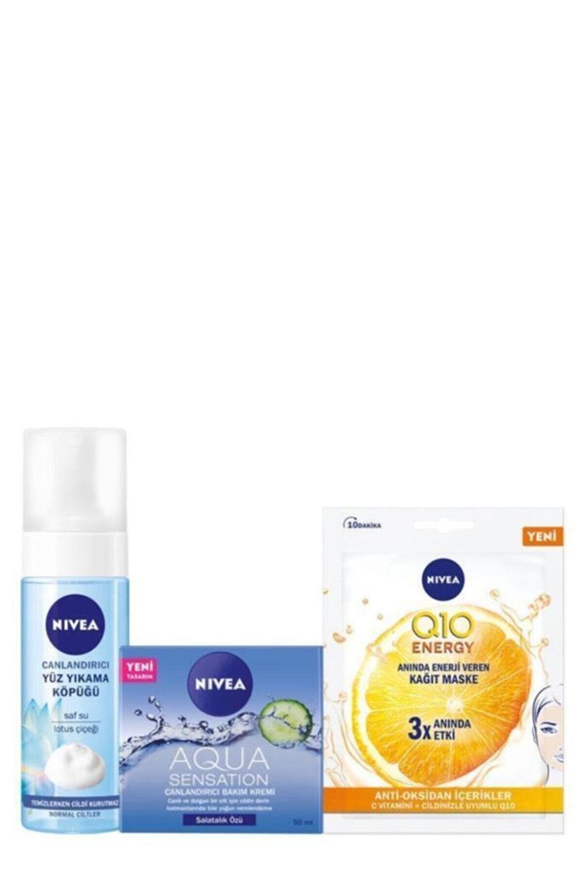 Nivea Yüz Temizleme Köpüğü 150 ml Normal Ciltler Için Aqua Sensatıon Krem Q10 Kağıt Maske