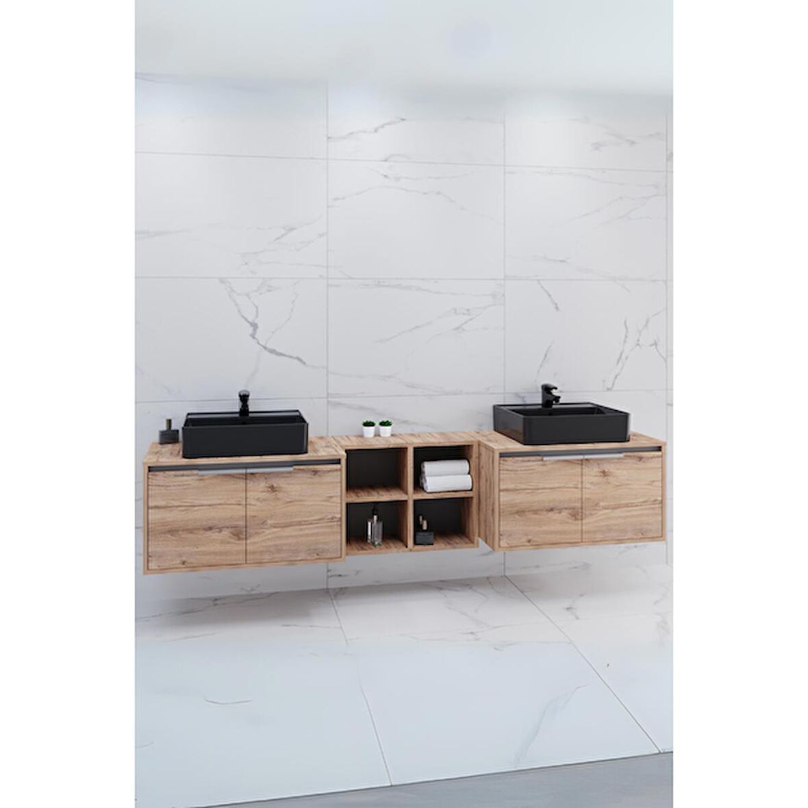 Camaro 225 Cm Siyah Lavabolu Alt Modül