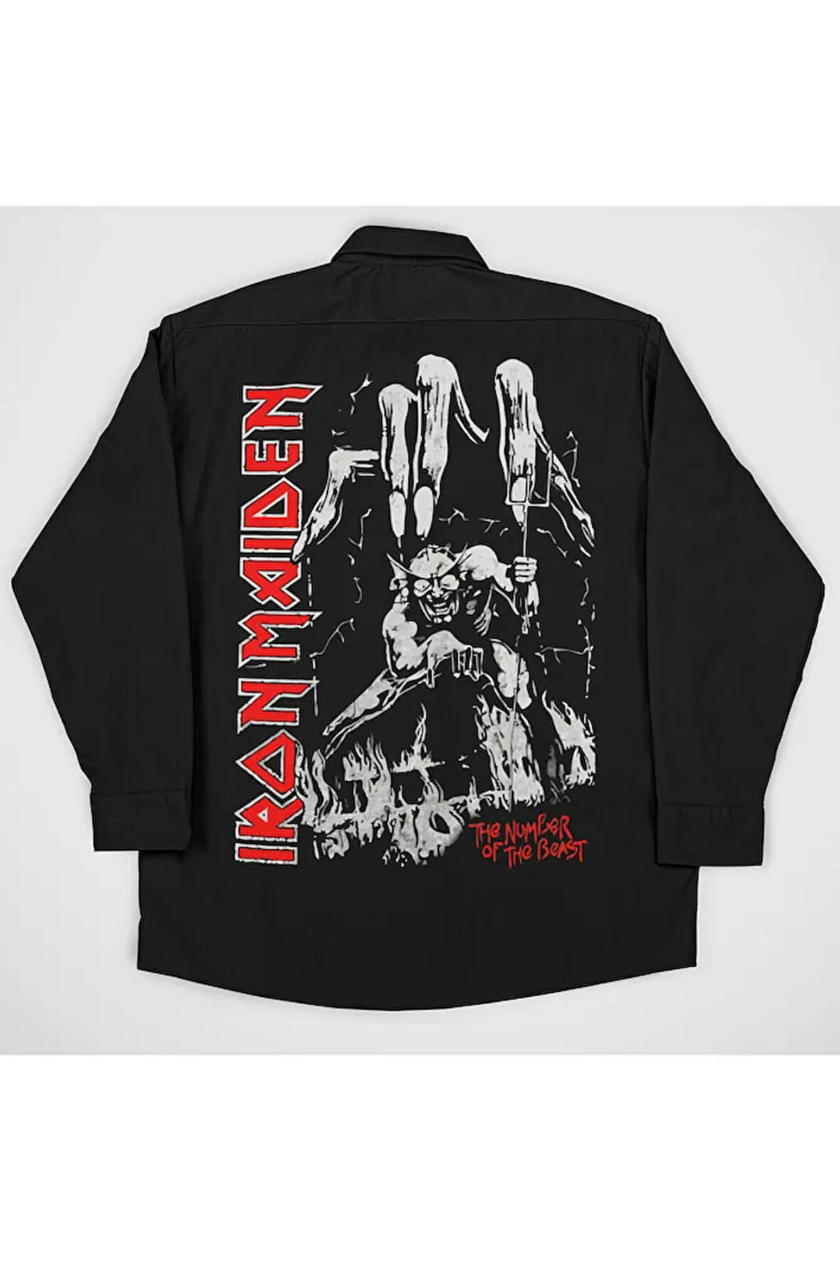 Iron Maiden Müzik Grubu Baskılı Unisex Rock Metal Cepli Gömlek
