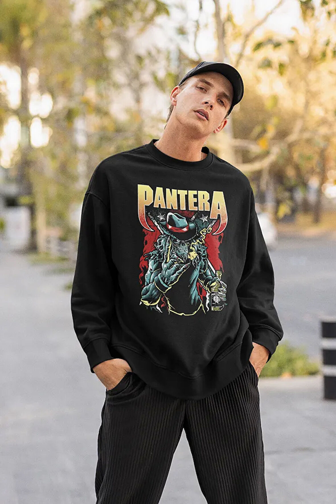 Pantera Baskılı Unisex Oversize Müzik Grubu Sweatshirt