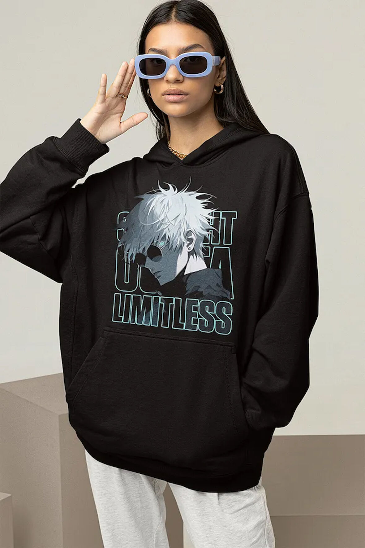 Anime Karakter Baskılı Unisex Oversize Hoodie