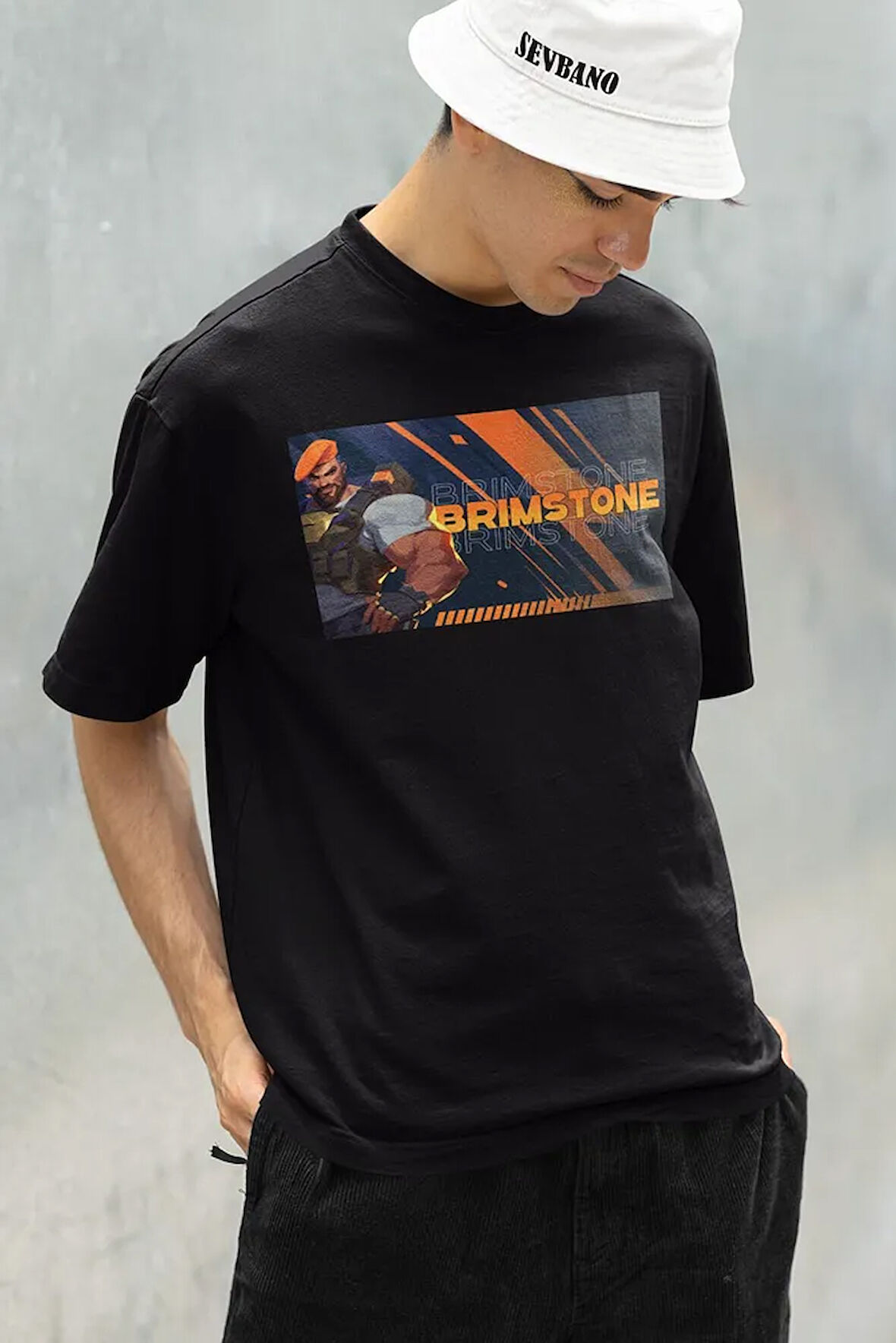 Briimstone Karakter Baskılı Unisex Oversize Vaalorant Tişört