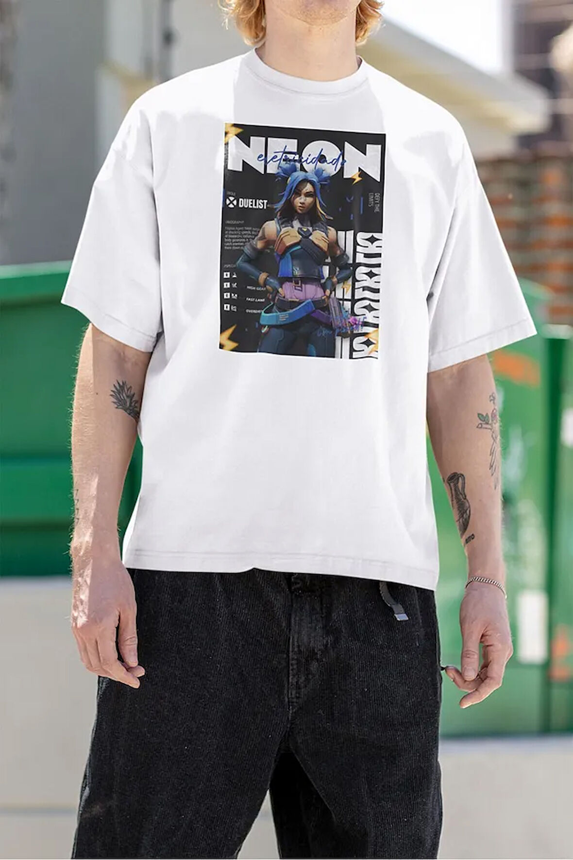 Neeon Duelist Baskılı Unisex Oversize Vaalorant Tişört