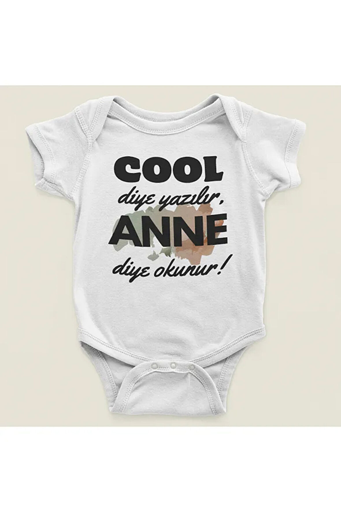 Cool Diye Yazılır Anne Diye Okunur Yazılı Pamuklu Yumuşak Unisex Çıtçıtlı Body Zıbın