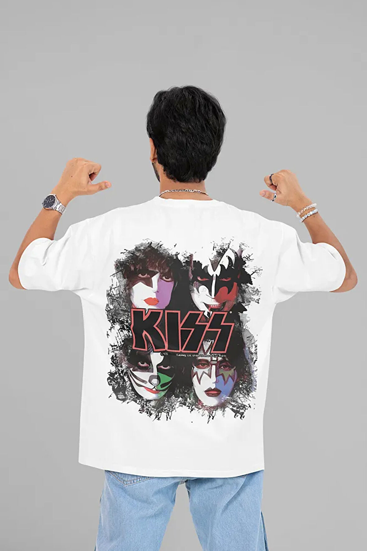 Kiss Rock Metal Müzik Grubu Baskılı Unisex Oversize Tişört