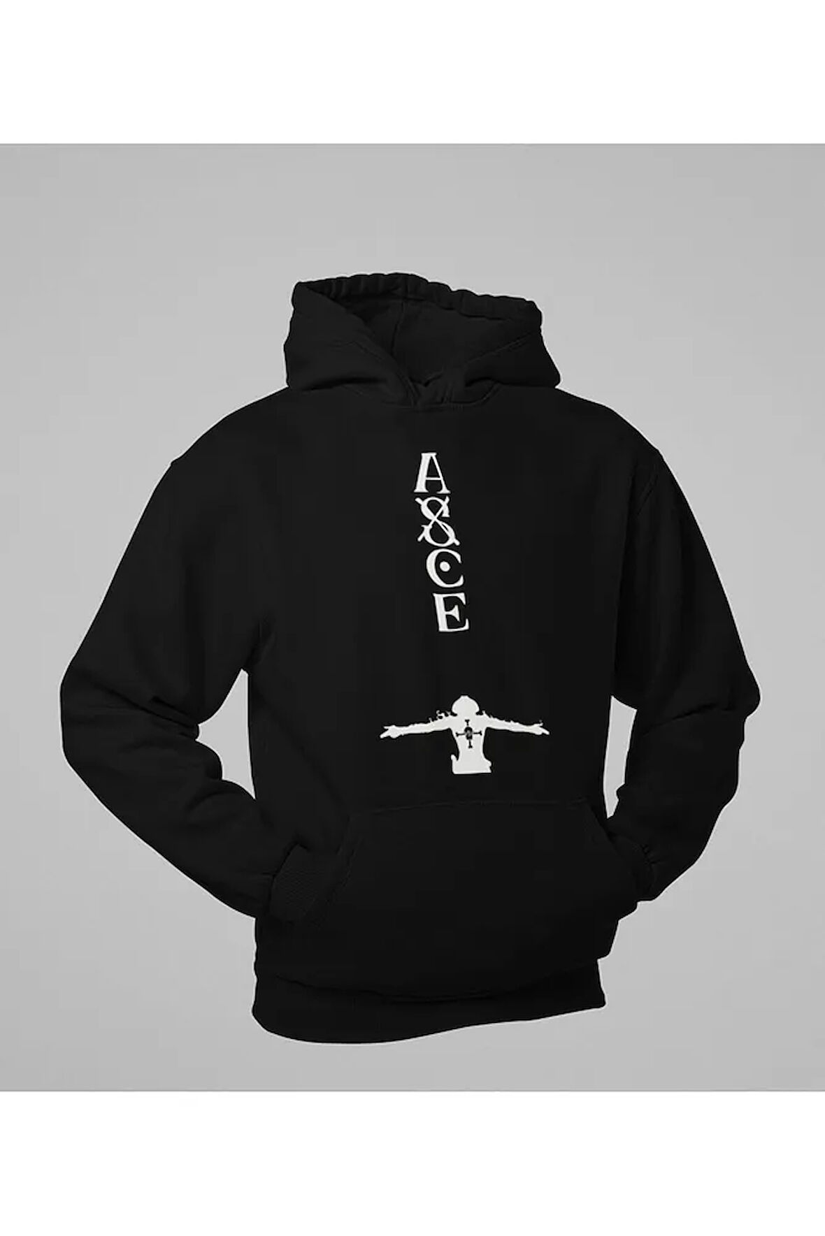 Asce Baskılı Unisex Oversize Anime Hoodie