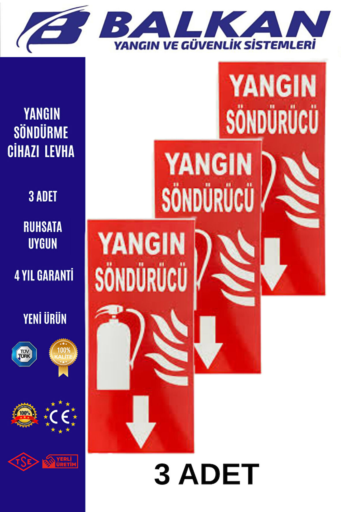 Yangın söndürme cihazı Levha 3 Adet