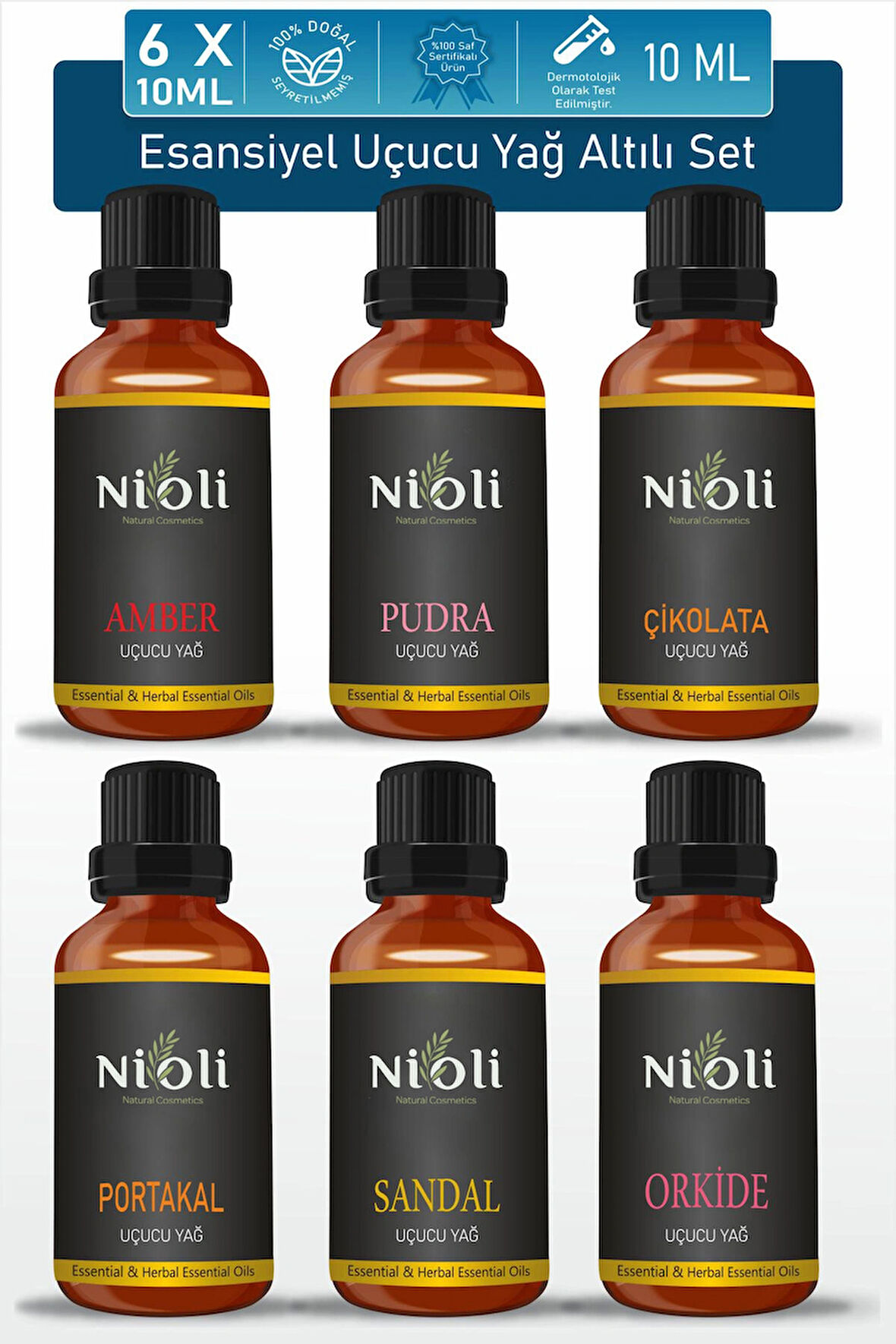 Nioli 6'li Set Esansiyel Uçucu Yağ Buhurdanlık Yağı Aromaterapi Yağı 10 ML
