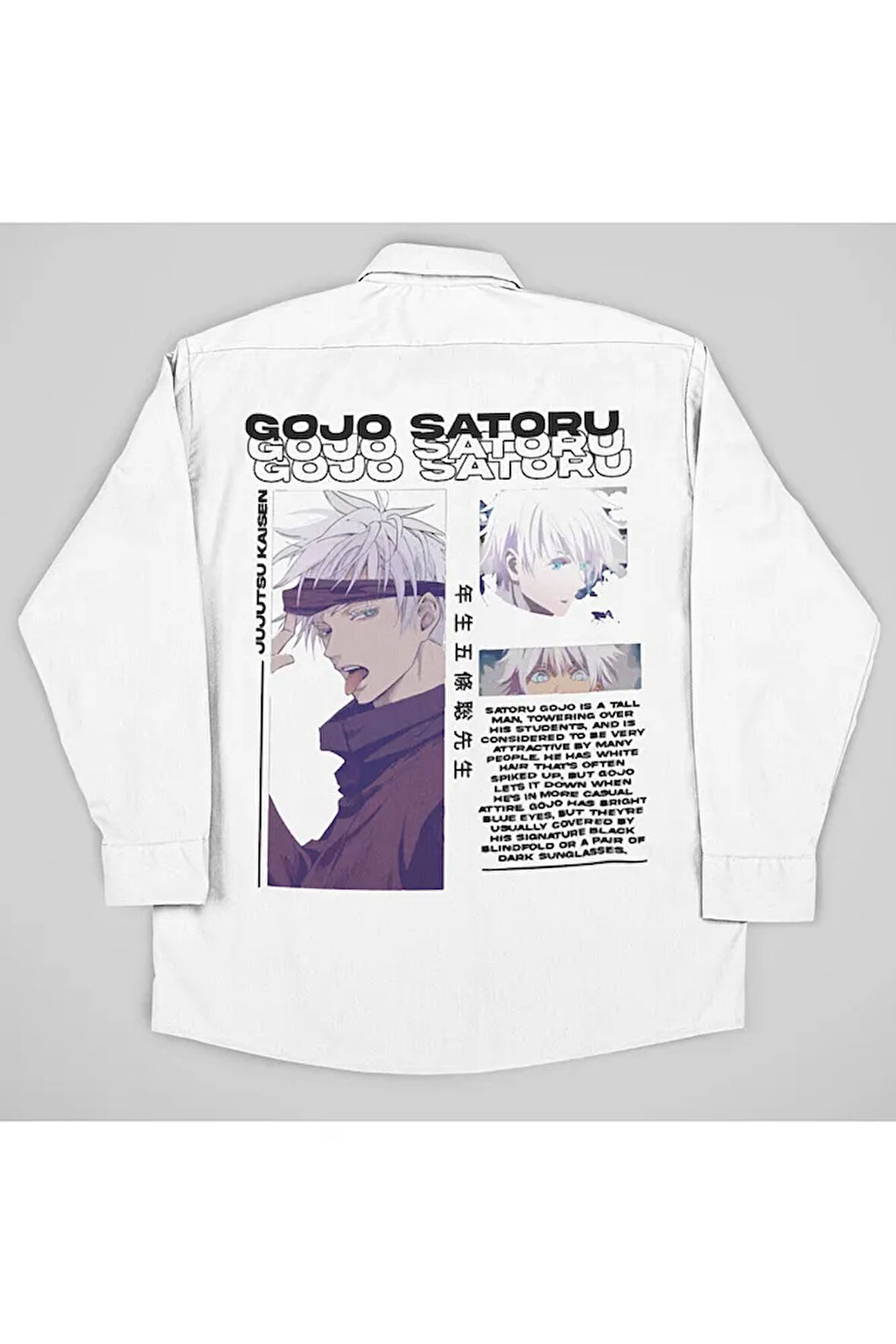 Jujutsu Kaisen Gojo Satoru Baskılı Unisex Anime Cepli Gömlek