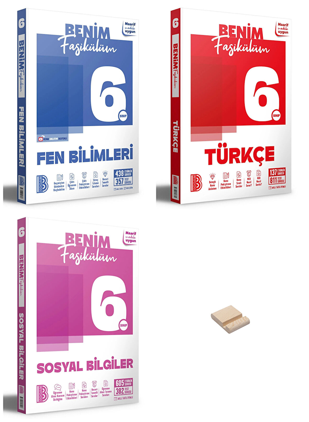 6. Sınıf Benim Fasikülüm Fen Bilimleri Türkçe ve Sosyal Bilgiler  3lü Set + Telefon Standı