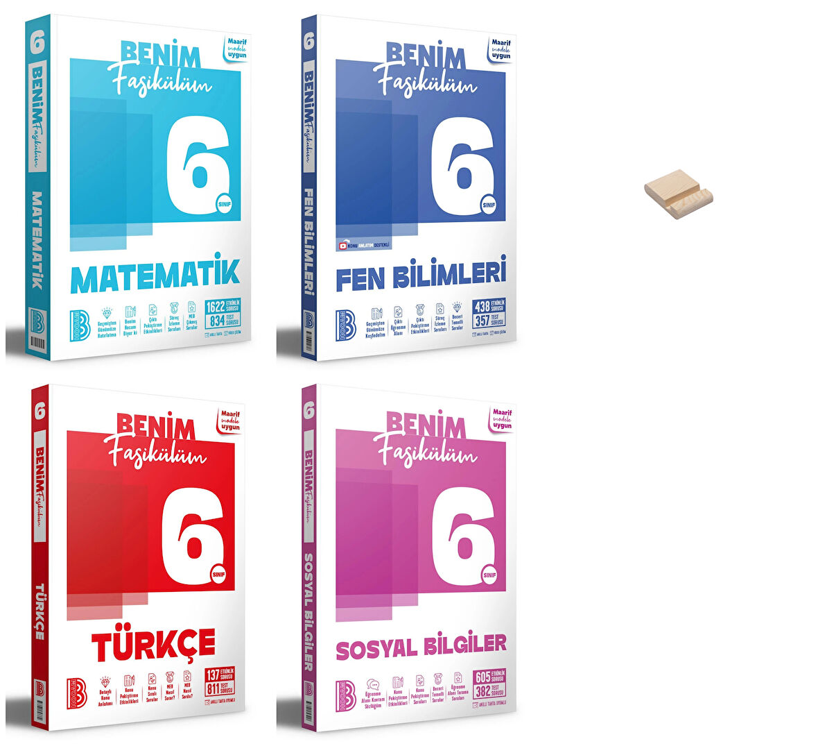 6. Sınıf Benim Fasikülüm Matematik Fen Türkçe ve Sosyal 4lü Set + Telefon Standı