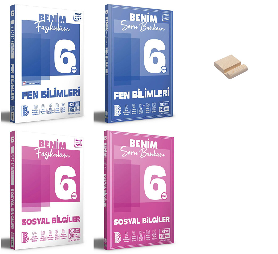 Benim Hocam 6. Sınıf Fen ve Sosyal Fasikülüm ve Soru Bankam 4lü Set + Telefon Standı