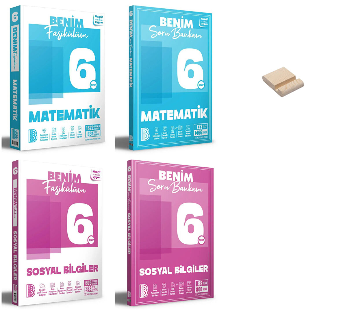 Benim Hocam 6. Sınıf Matematik ve Sosyal Fasikülüm ve Soru Bankam 4lü Set + Telefon Standı