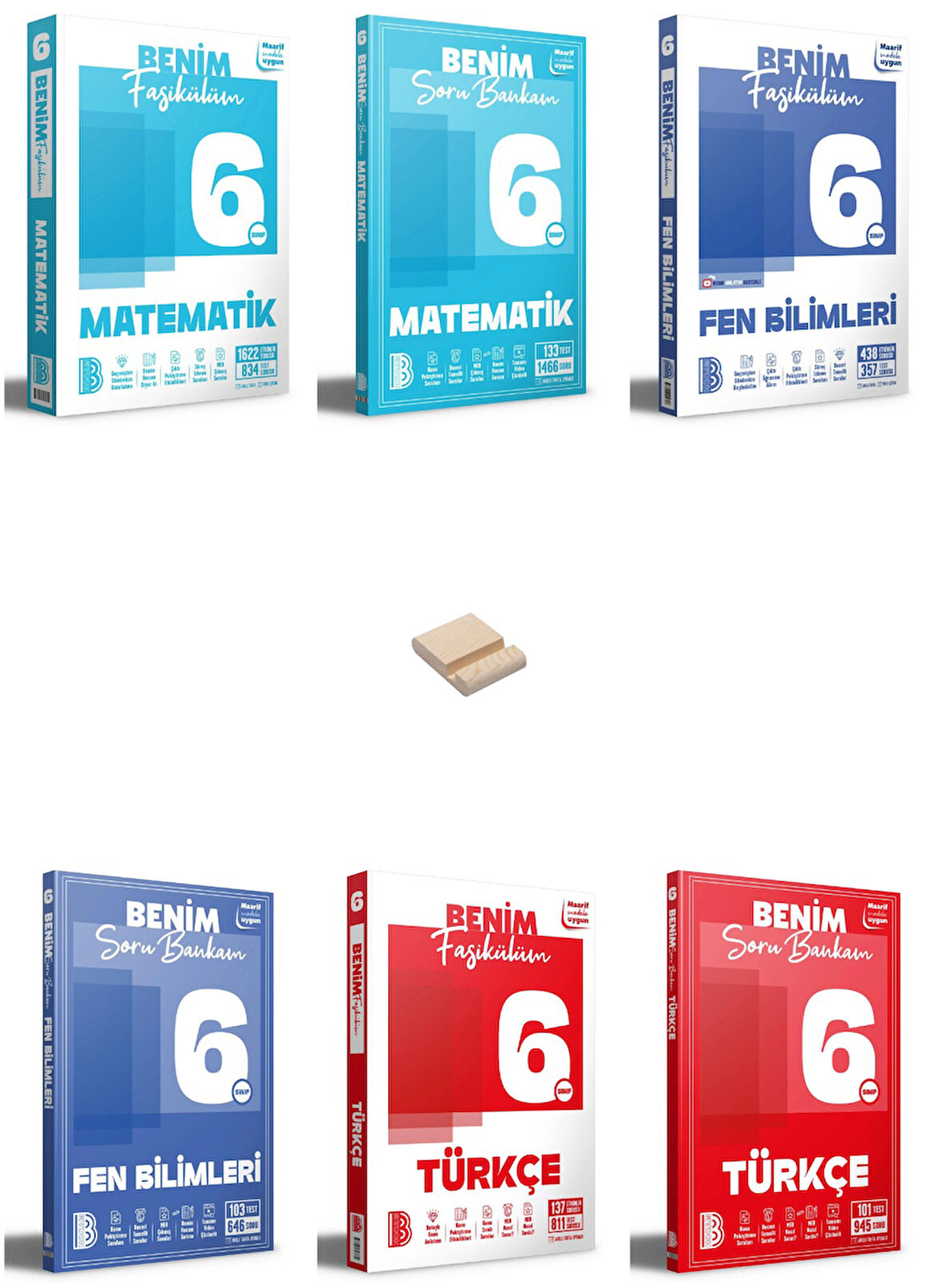 Benim Hocam 6. Sınıf Matematik Fen Türkçe Fasikülüm ve Soru Bankam 6lı Set + Telefon Standı