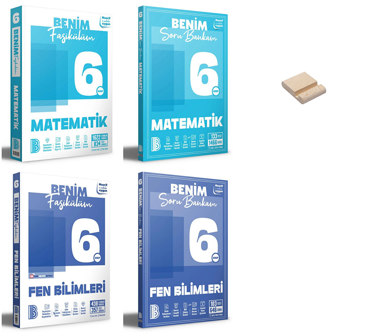 Benim Hocam 6. Sınıf Matematik ve Fen Fasikülüm ve Soru Bankam 4lü Set + Telefon Standı