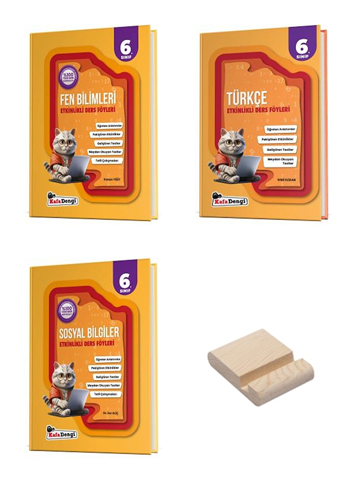 Kafa Dengi 6. Sınıf Matematik Türkçe ve Sosyal Bilgiler Etkinlikli Ders Föyleri + Telefon Standı