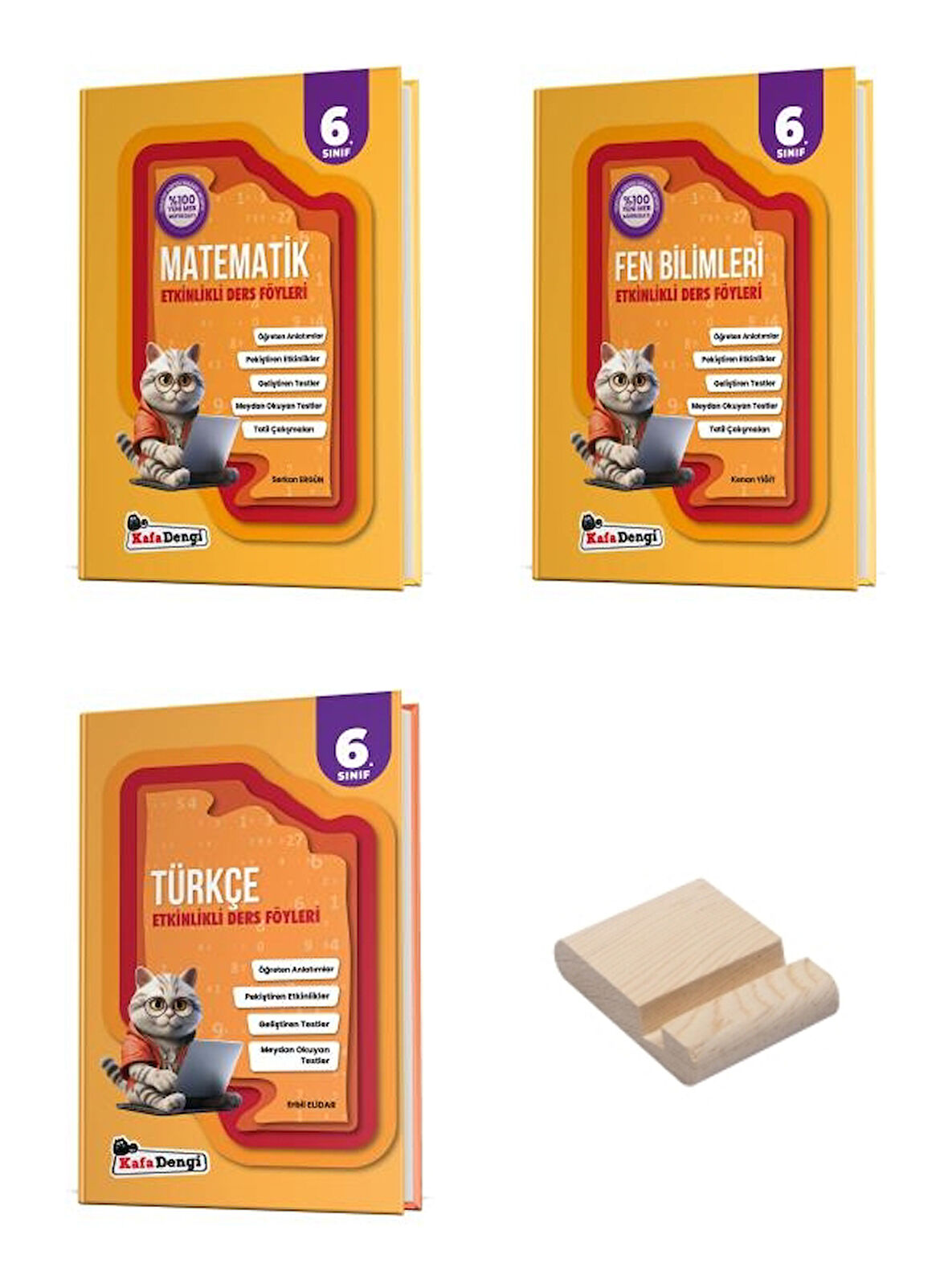 Kafa Dengi 6. Sınıf Matematik Fen ve Türkçe Etkinlikli Ders Föyleri 3lü Set + Telefon Standı