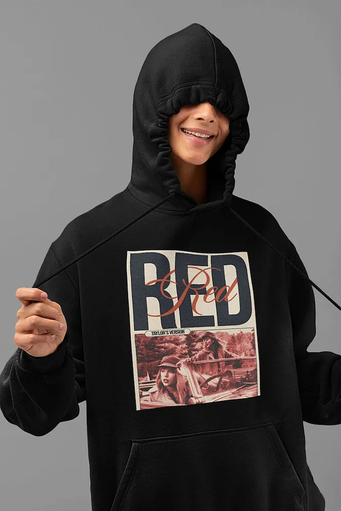 Unisex Taylor Swift Vintage Albüm Red Baskılı Oversize Hoodie