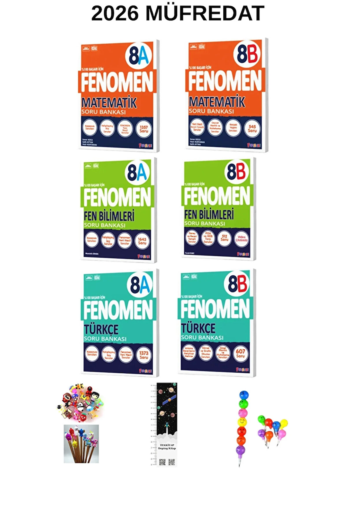 Fenomen 8. Sınıf Matematik -Fen-Türkçe (A+B) SB. SETİ 6 KİTAP (UZAY A+EMOJİ K+KALEM B)2026
