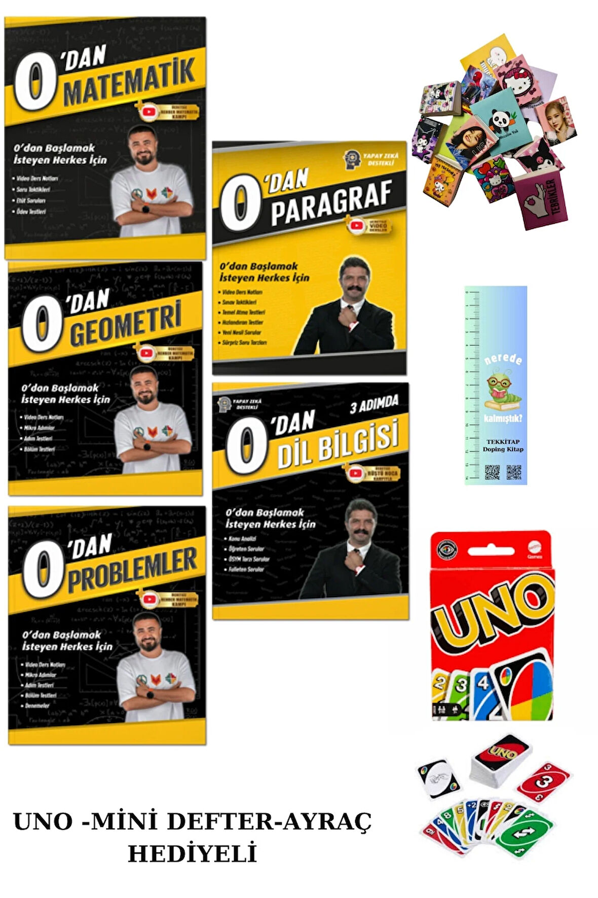 Rehber Matematik Tyt 0 Dan Mat-Geometri-Problemler -Paragraf-Dil Bilgisi 5 Kitap(Uno-Mini-Trtıl)