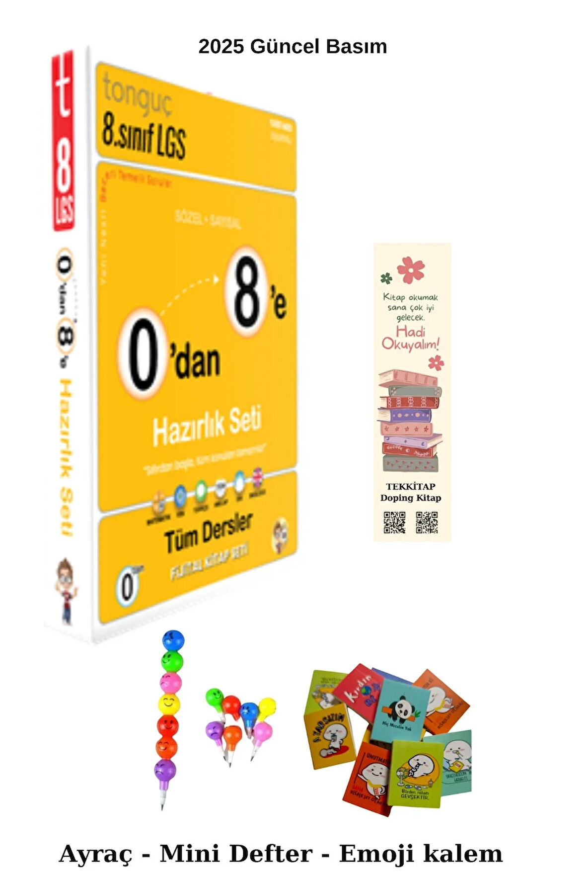 Tonguç 0'dan 8'e Konu Anlatımlı Soru Bankası (Emoji Kalem+Mini Defter+Ayraç)