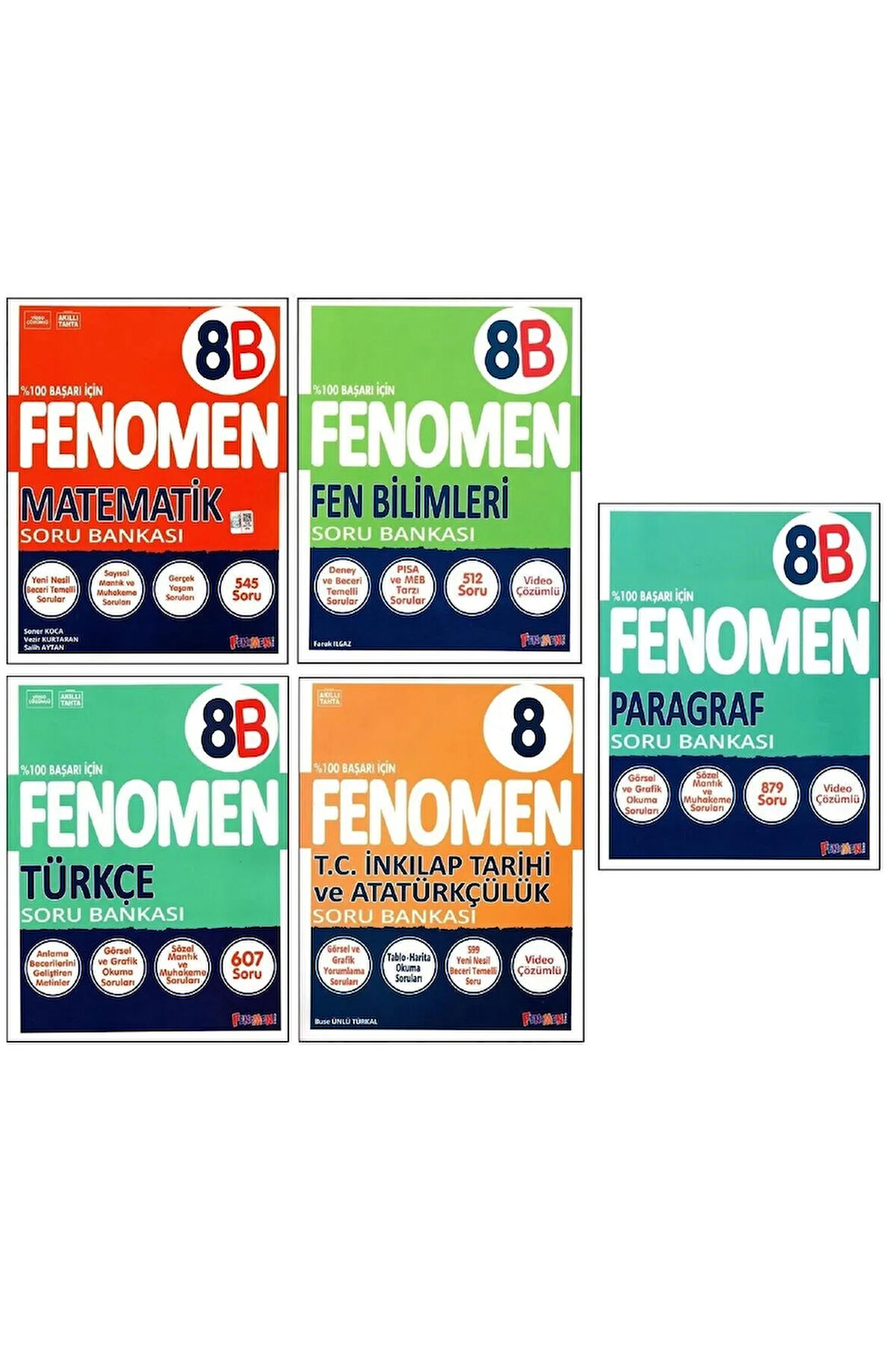 Fenomen 8. Sınıf Lgs Matematik Fen Türkçe Paragraf B Inkılap Soru Bankası Güncel Baskı 2025