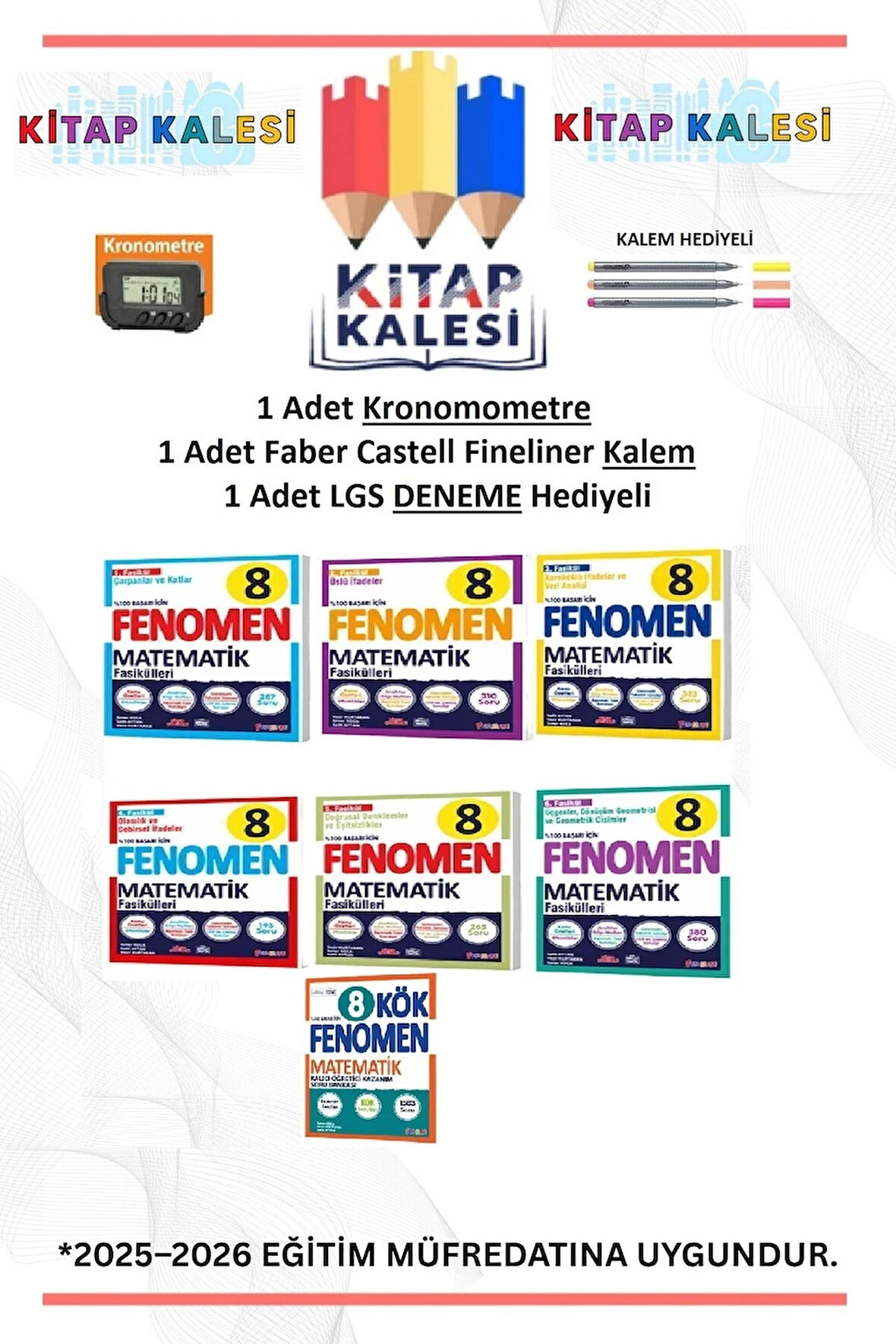 FENOMEN 8.SINIF MATEMATİK ''FASİKÜL SET 6KİTAP+KÖK SORU BANKASI'' 2024-2025 YENİ BASKI 7 KİTAP SET