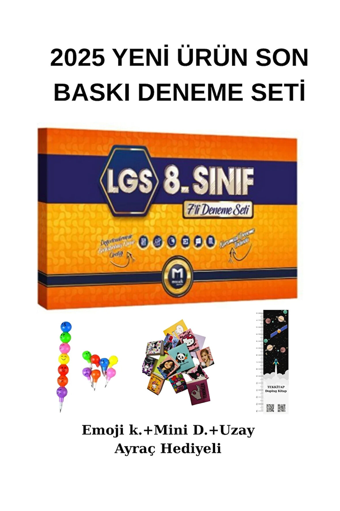 Mozaik 8. Sınıf Mozaik 7 li Deneme Seti 2025(EMOJİ K.+Mini Defter + Uzay A. Hediyeli)Yeni Ürün