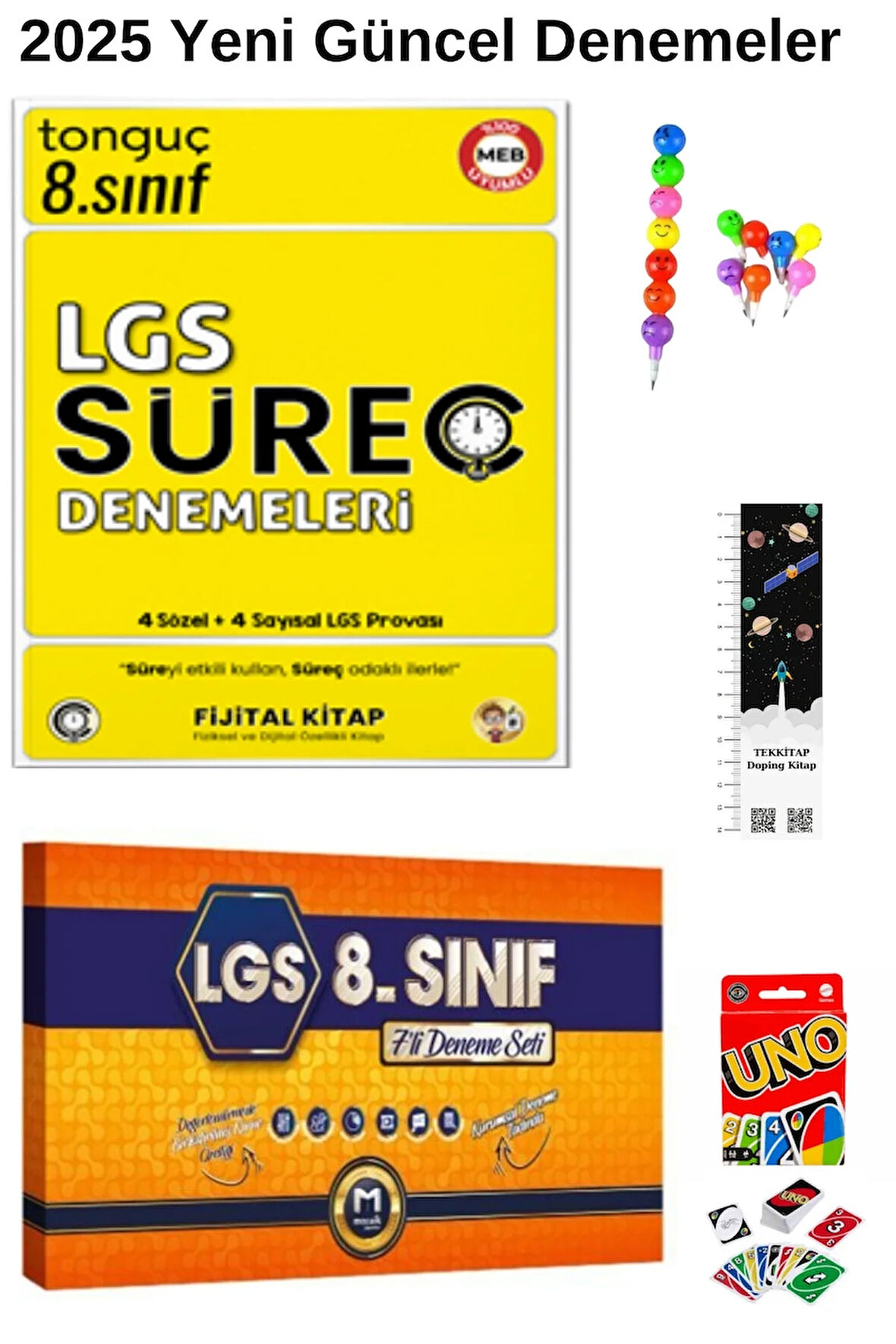 Tonguç Süreç Denemeleri + Mozaik Genel 7 li Deneme 2 KİTAP ( UNO + EMOJİ+ UZAY, A)2025