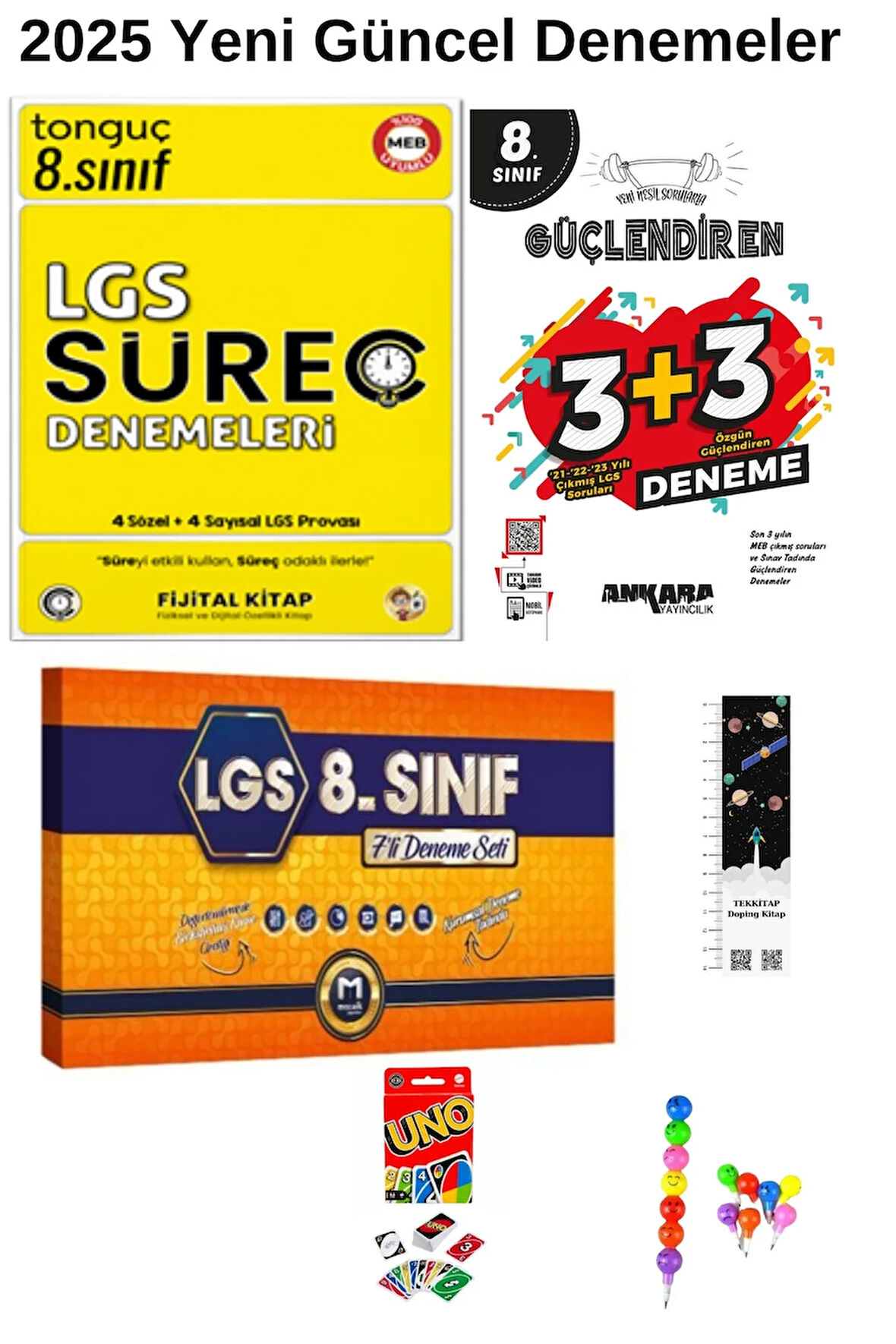 Tonguç Süreç Denemeleri + Mozaik Genel 7 li Deneme + Ankara 3+3 Deneme ( UNO + EMOJİ+ UZAY, A)2025