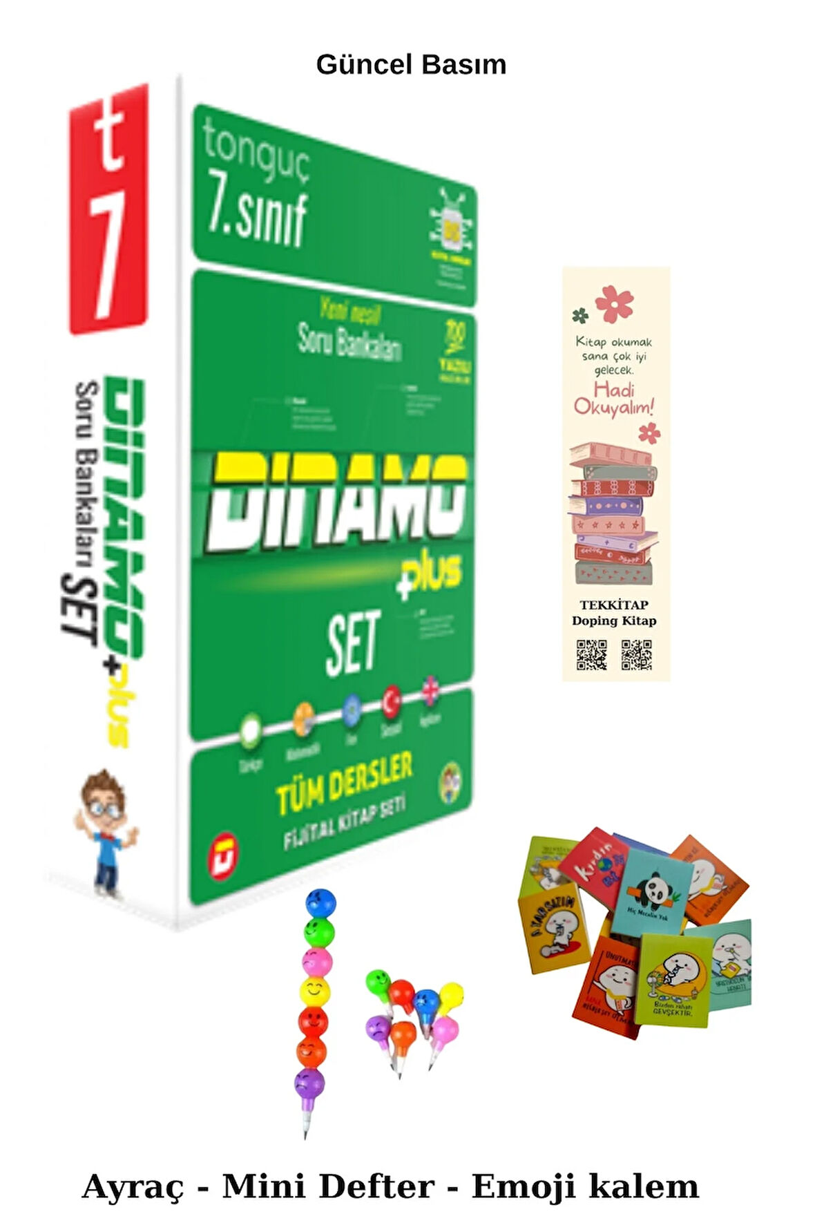 Tonguç 7. Sınıf Dinamo Tüm Dersler Soru Bankası Set (Emoji Kalem+Mini Defter+Ayraç)