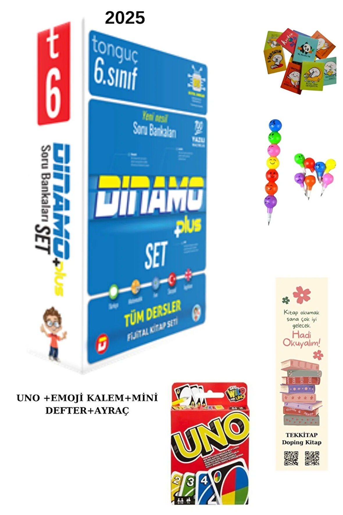 Tonguç 6. Sınıf Dinamo Tüm Dersler Soru Bankası Set (UNO +EMOJİ + MİNİ DEFTER+AYRAÇ)