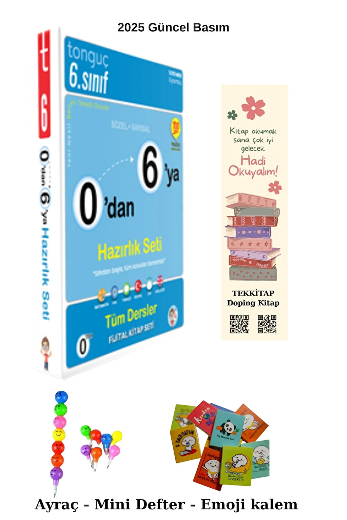 Tonguç 0'dan 6'e Konu Anlatımlı Soru Bankası (Emoji Kalem+Mini Defter+Ayraç)