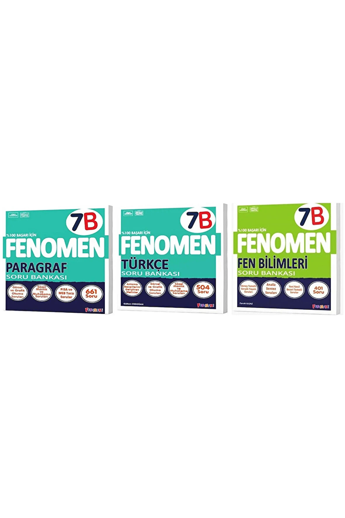 Fenomen Okul 2025 7. Sınıf Paragraf + Türkçe + Fen B Serisi Soru Seti 3 Kitap