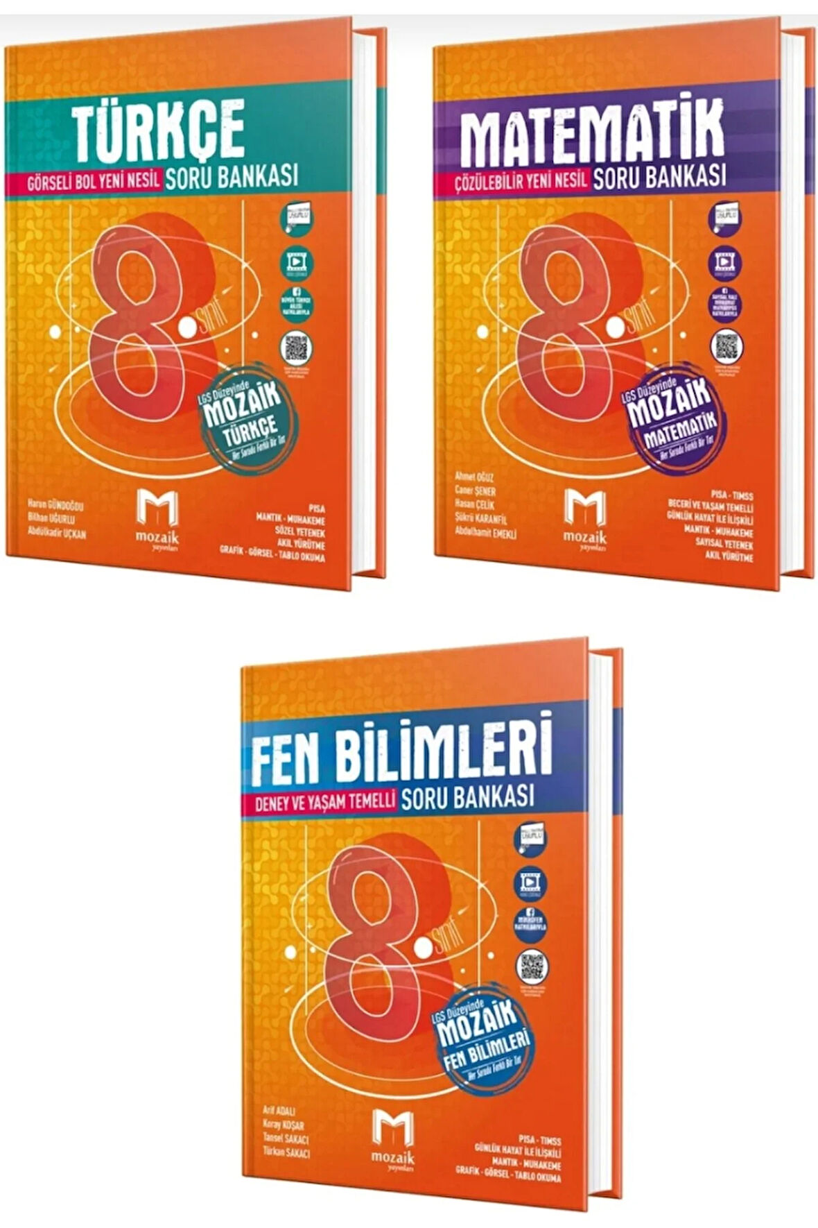 Mozaik LGS 8. Sınıf Matematik Fen Bilimleri Türkçe 3'lü Soru Bankası Kitap Seti
