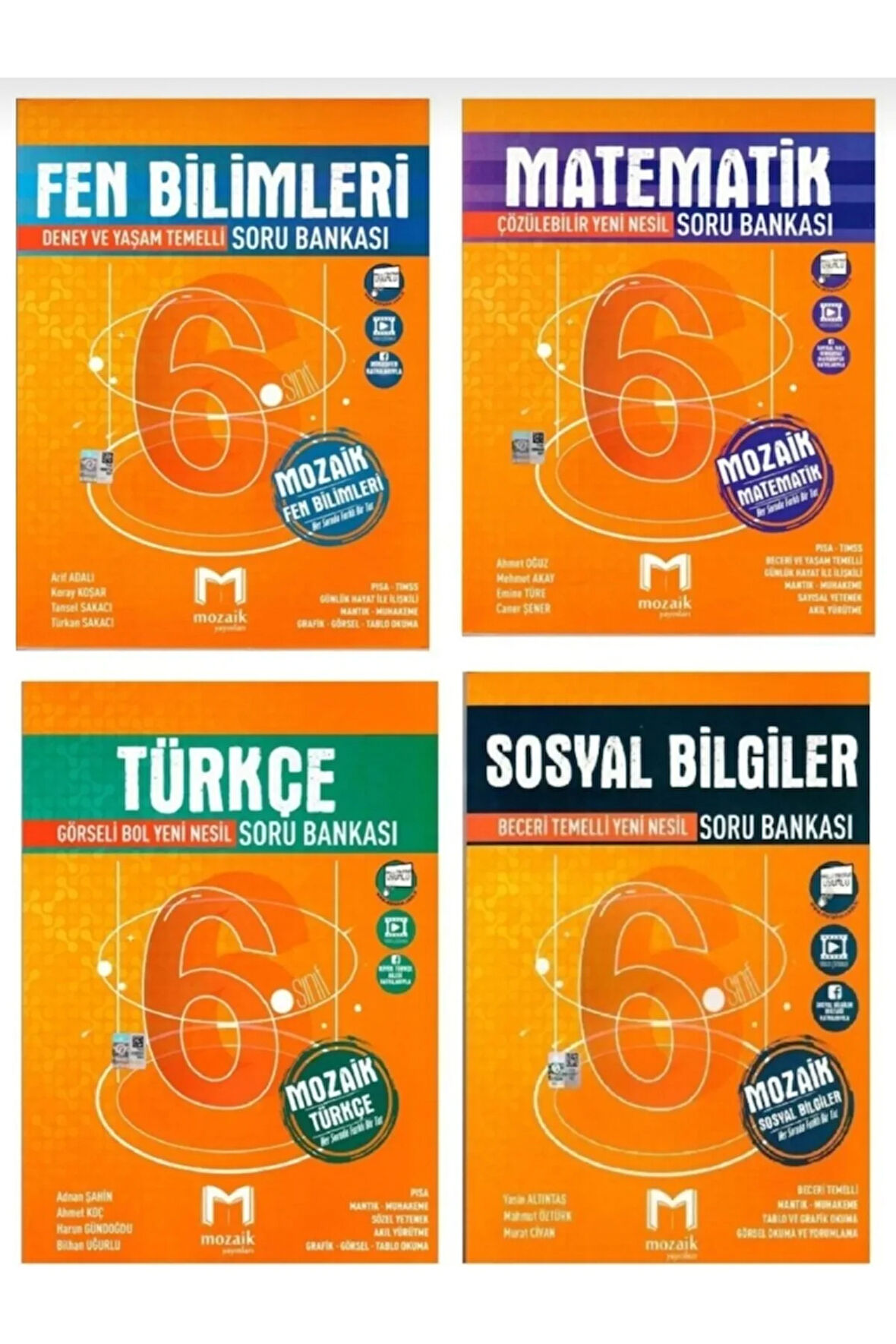 Mozaik 6. Sınıf Matematik Fen Türkçe Sosyal Bilgiler Soru Bankası 4'lü Set