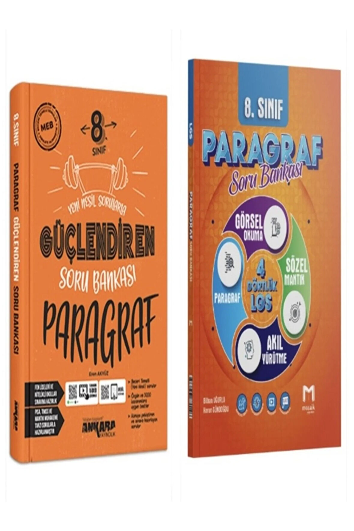 Ankara 8. Sınıf Paragraf Güçlendiren Soru Bankası & Mozaik 8. Sınıf Paragraf Soru Bankası 2li Set