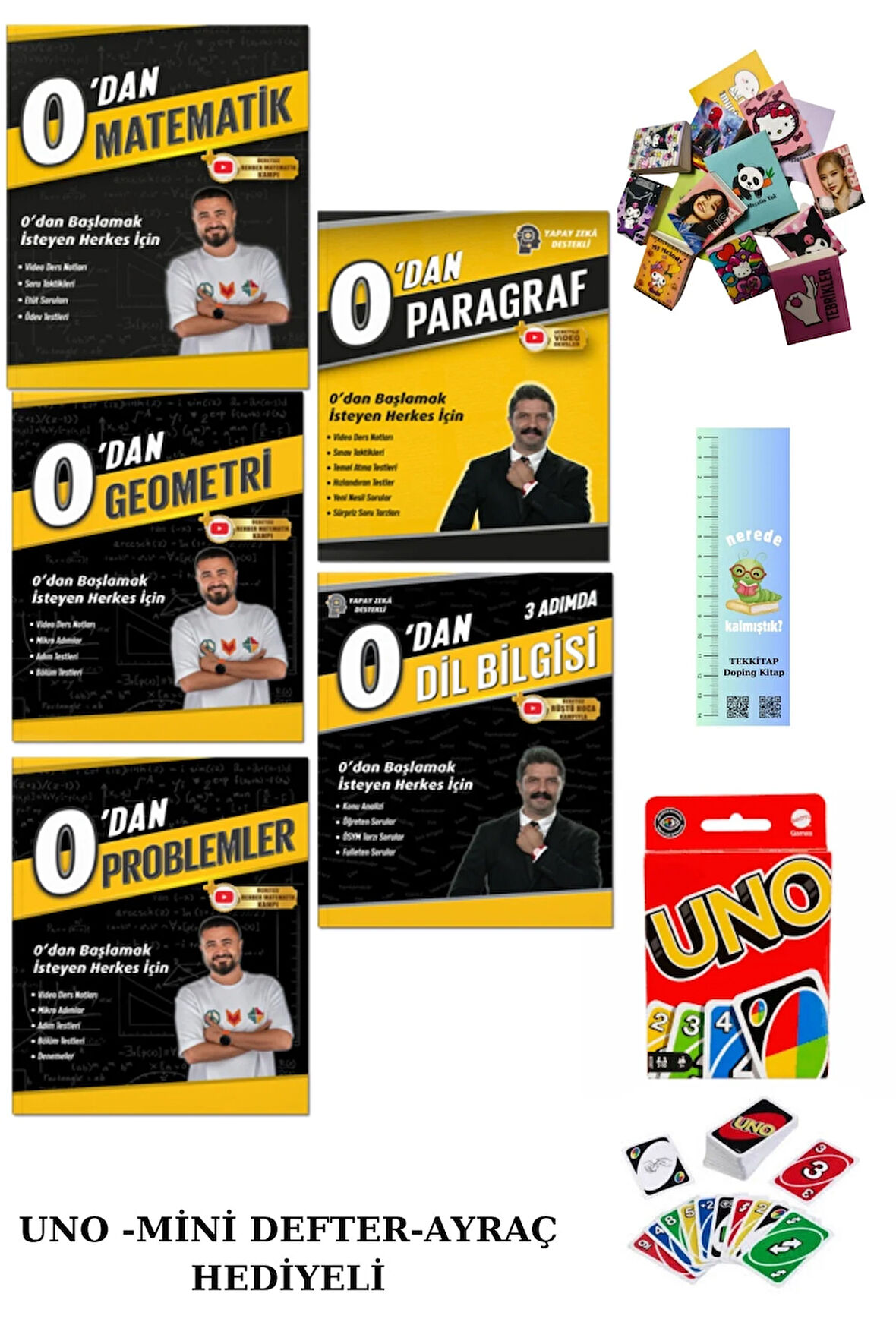 Rehber Matematik Tyt 0 Dan Mat-Geometri-Problemler -Paragraf-Dil Bilgisi 5 Kitap(Uno-Mini-Trtıl)