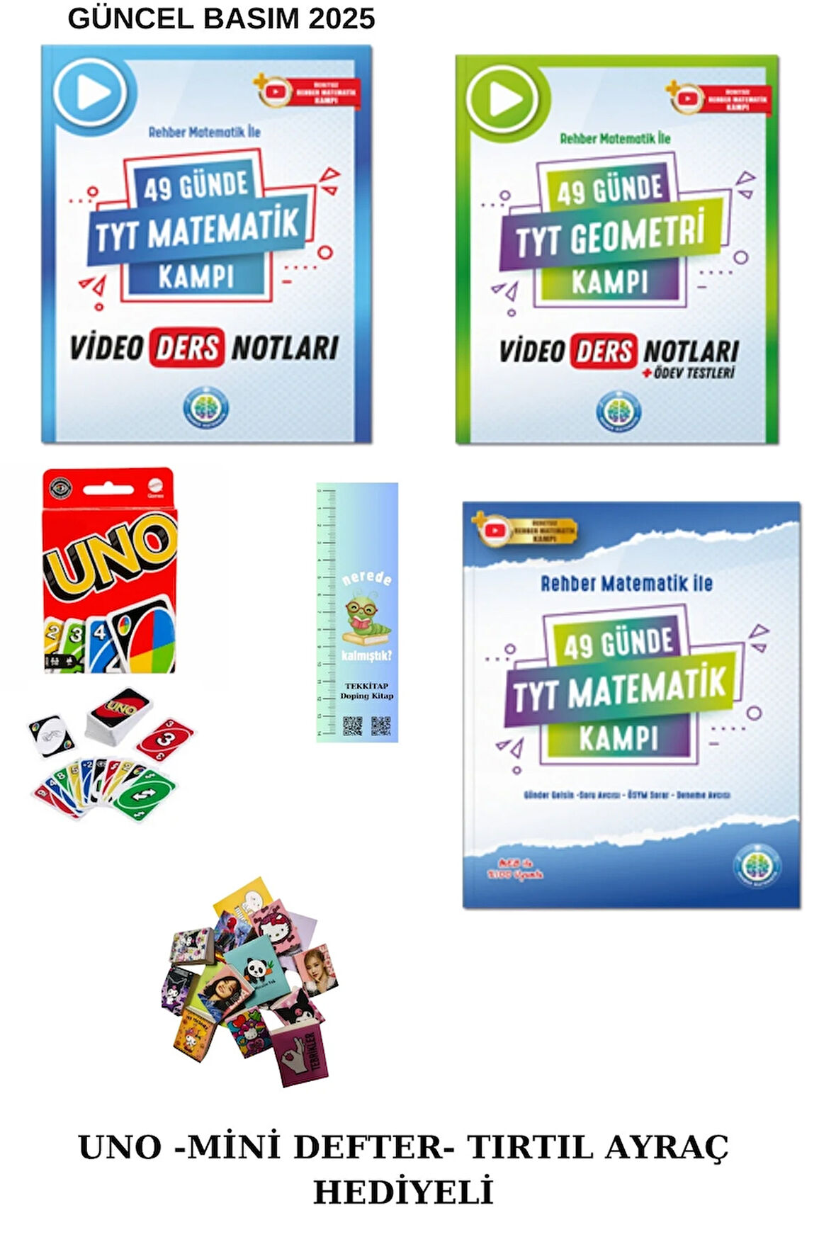 Rehber Matematik 49 Günde TYT Matematik-KAMP MATEMATİK-GEOMETRİ 3 KİTAP (UNO-MİNİ DEFTER-TIRTIL AYRÇ