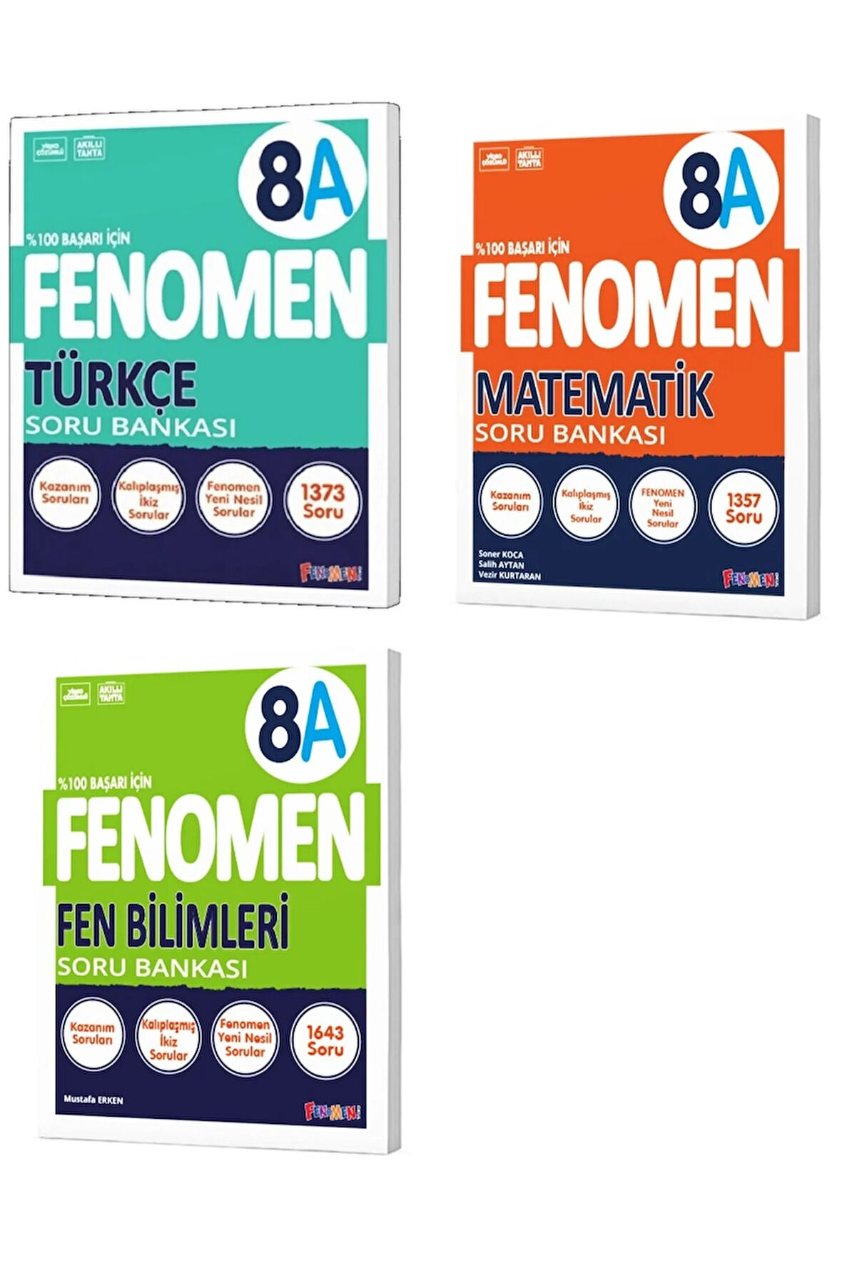 Fenomen Okul 2024 8. Sınıf Lgs Türkçe + Matematik + Fen Bilimleri A Soru Bankası Seti 3 Kitap