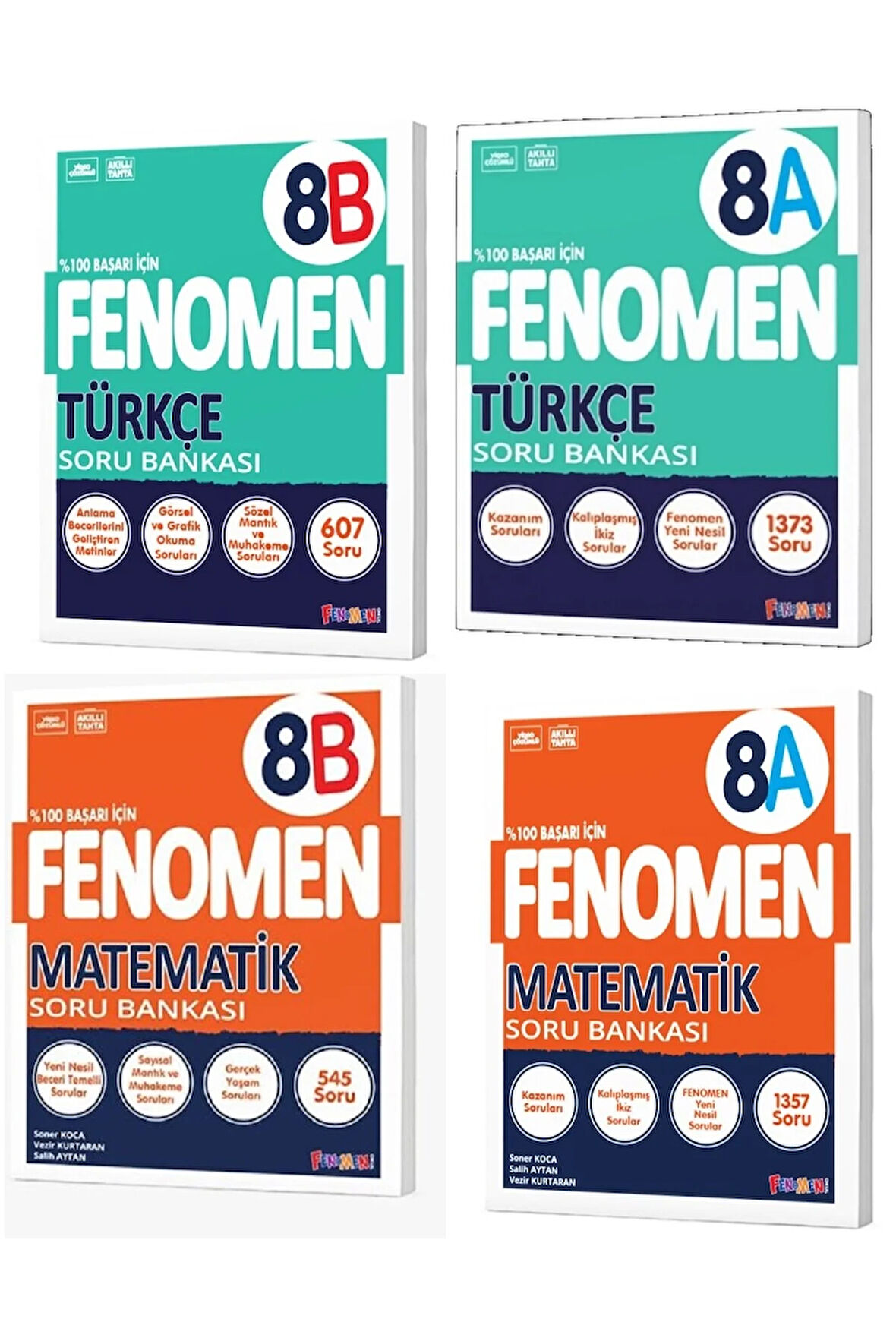 Fenomen Okul 2024 8. Sınıf Lgs Türkçe + Matematik A + B Soru Bankası Seti 4 Kitap