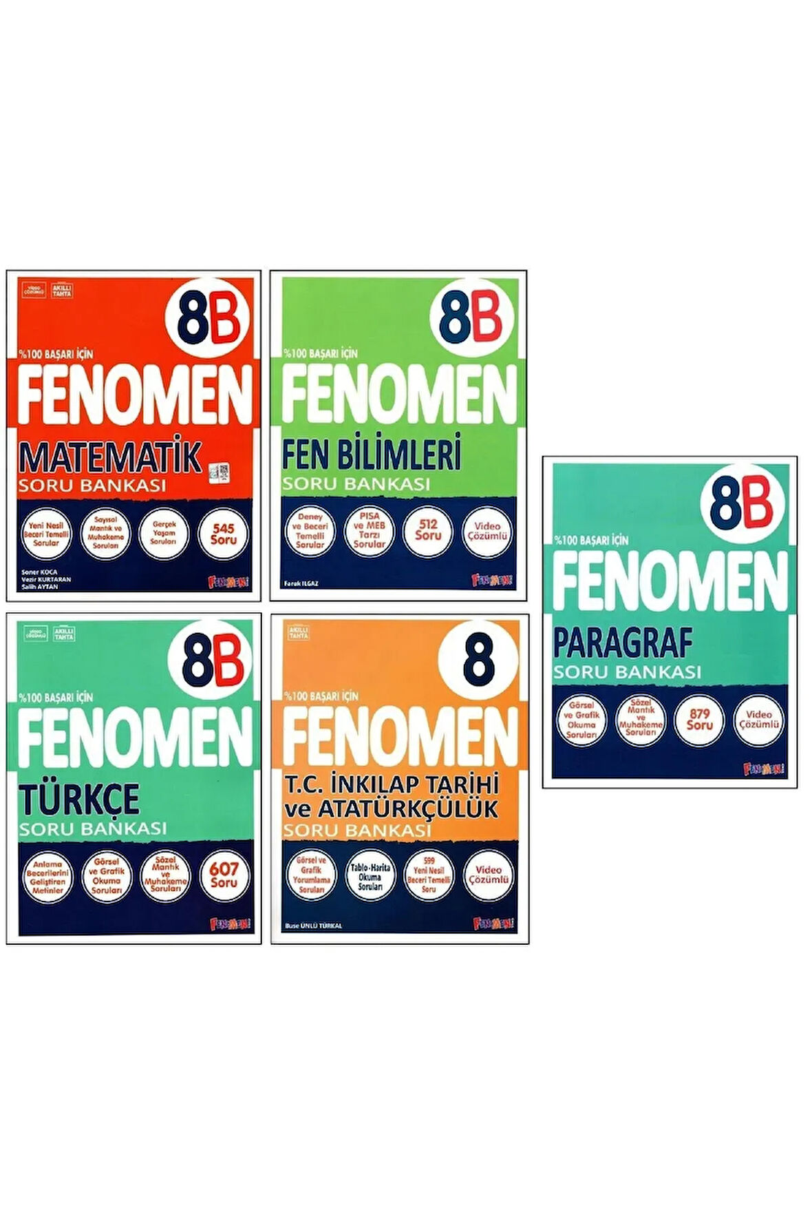 Fenomen 8. Sınıf Lgs Matematik Fen Türkçe Paragraf B Inkılap Soru Bankası Güncel Baskı 2025
