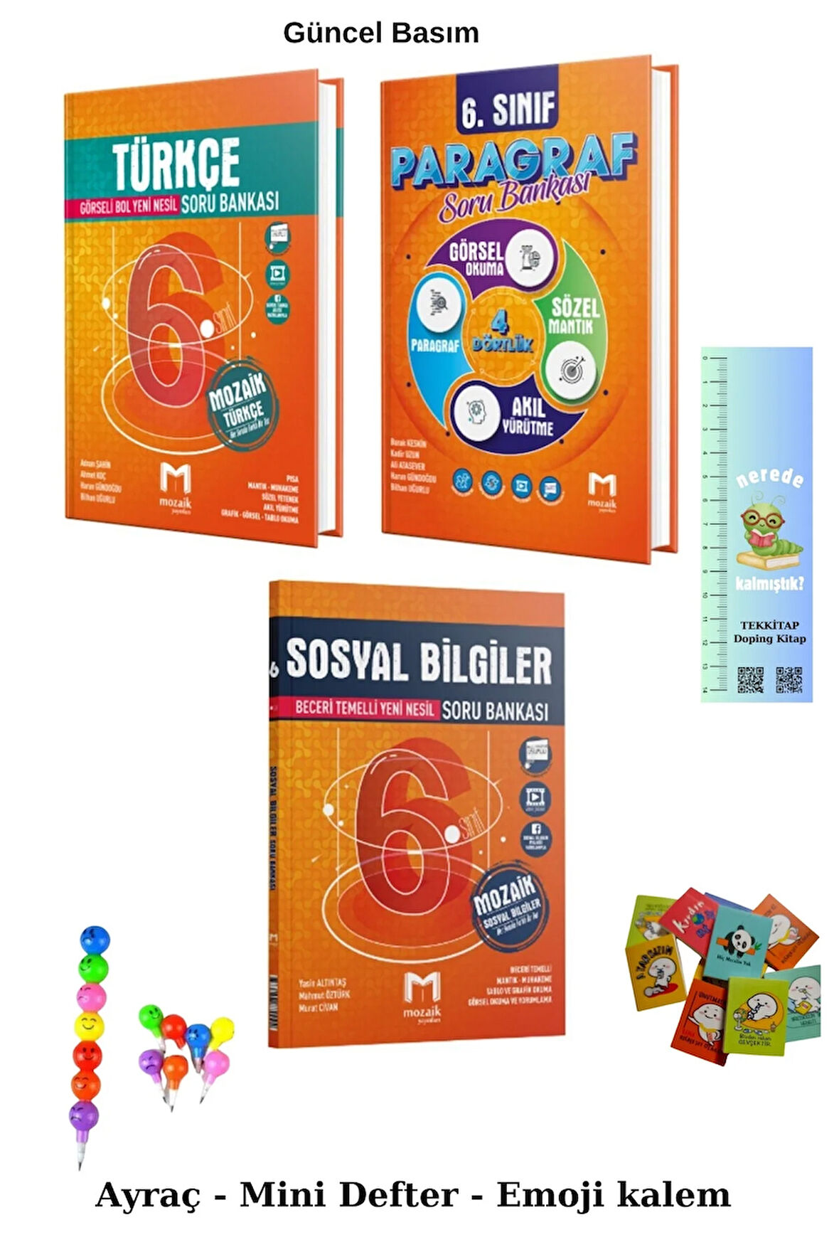 Mozaik 6. Sınıf Türkçe - Paragraf-Sosyal Bilgiler Soru Bankası 2025 ( EMOJİ - MİNİ DEFTER-TIRTIL A.)
