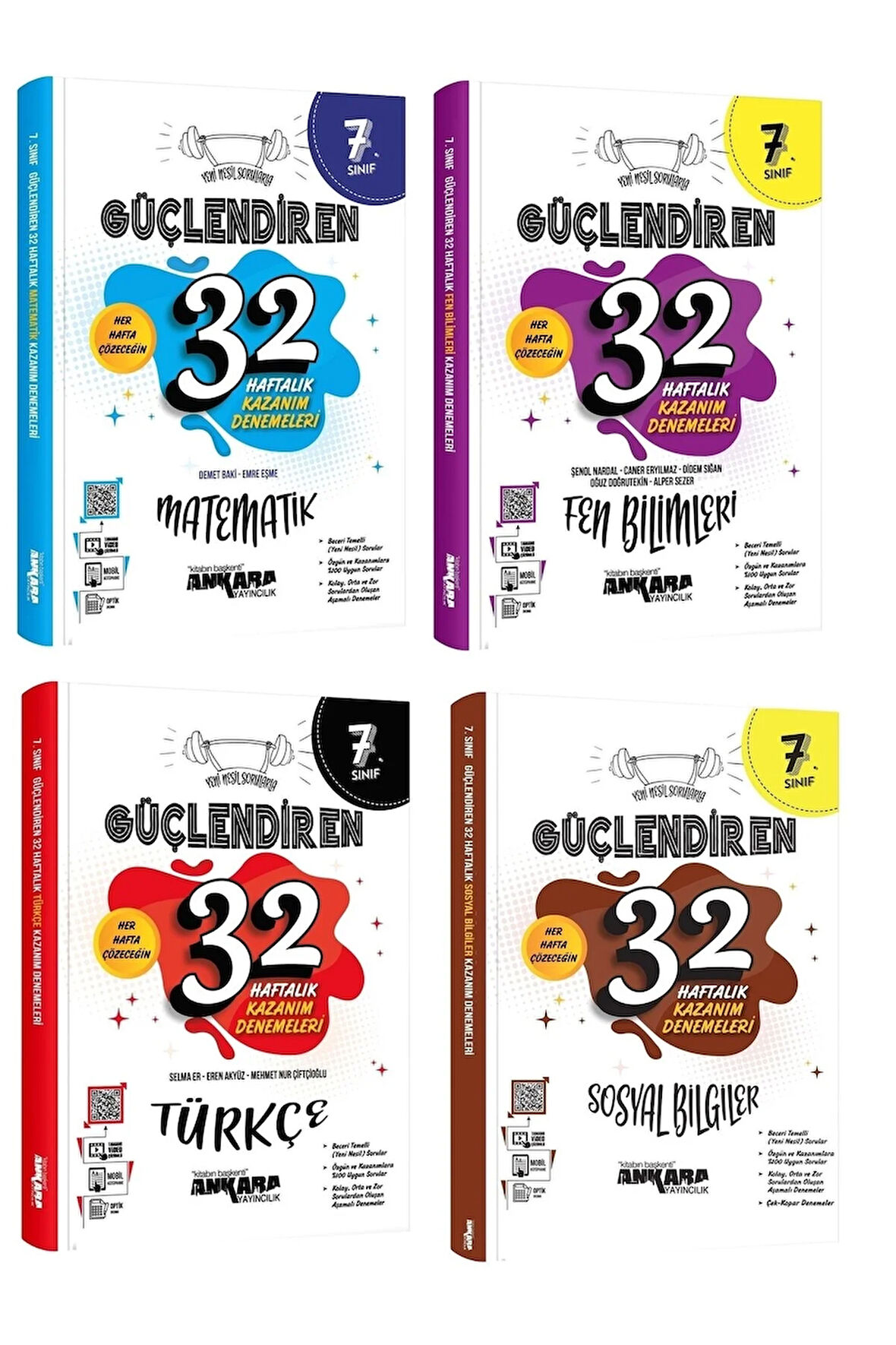 Ankara 7. Sınıf Matematik + Türkçe + Fen + Sosyal Güçlendiren 32 Haftalık Deneme Seti 2023