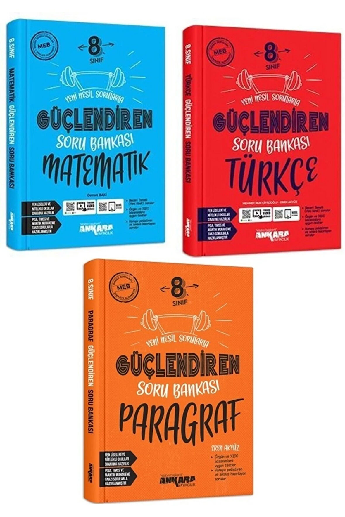 Ankara 8. Sınıf Matematik + Türkçe + Paragraf Güçlendiren Soru Seti 3 Kitap 2023