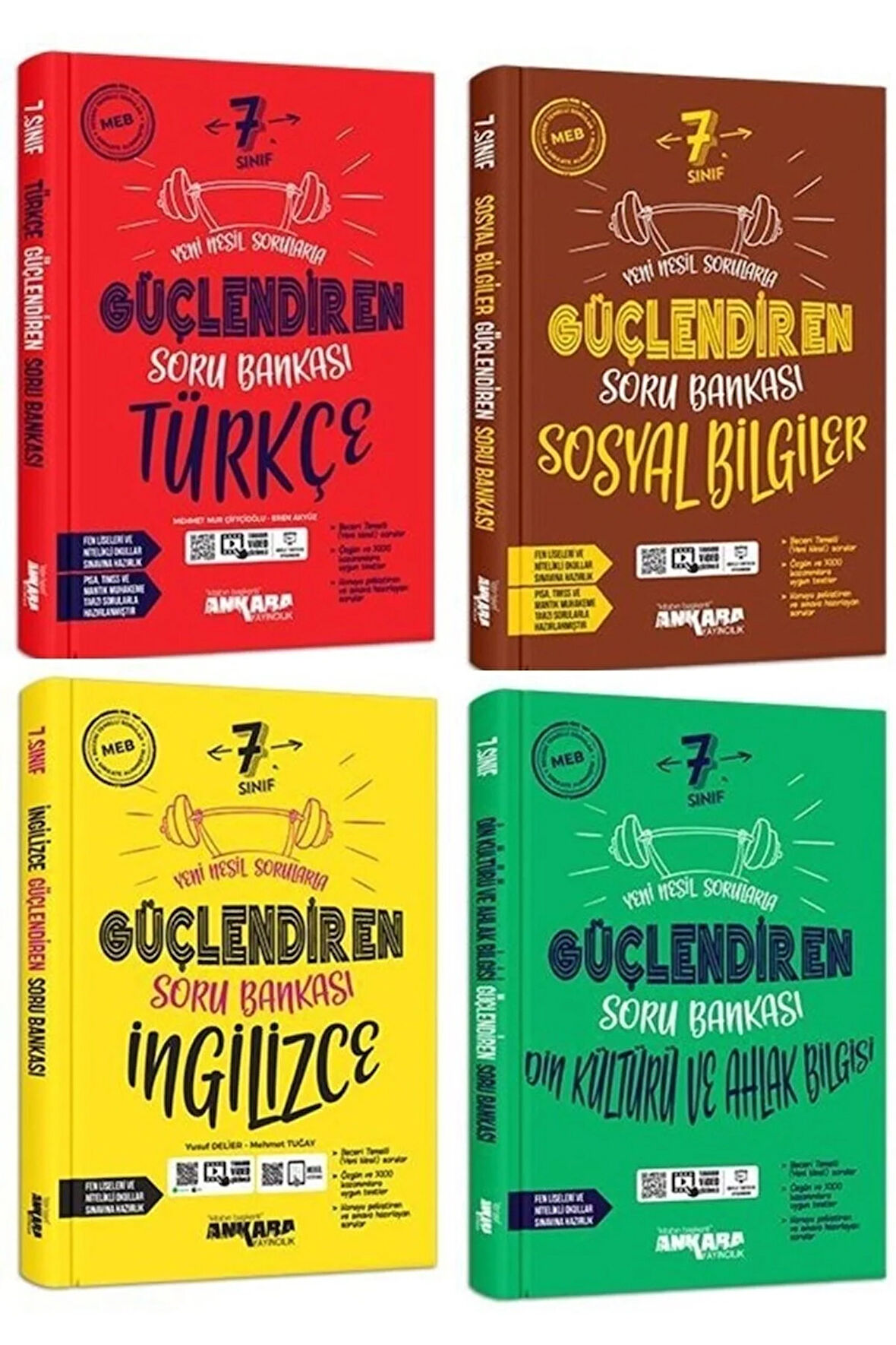 Ankara 7. Sınıf Sosyal + Türkçe + Din + Ingilizce Soru Seti 4 Kitap 2023