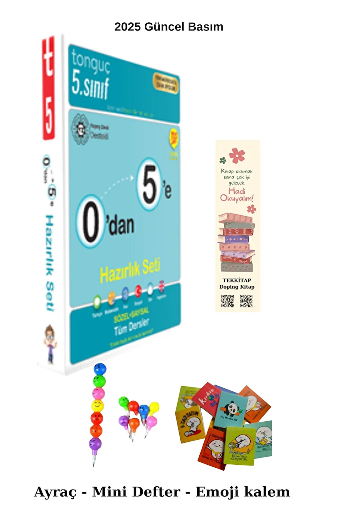 Tonguç 0'dan 5'e Konu Anlatımlı Soru Bankası (Emoji Kalem+Mini Defter+Ayraç)
