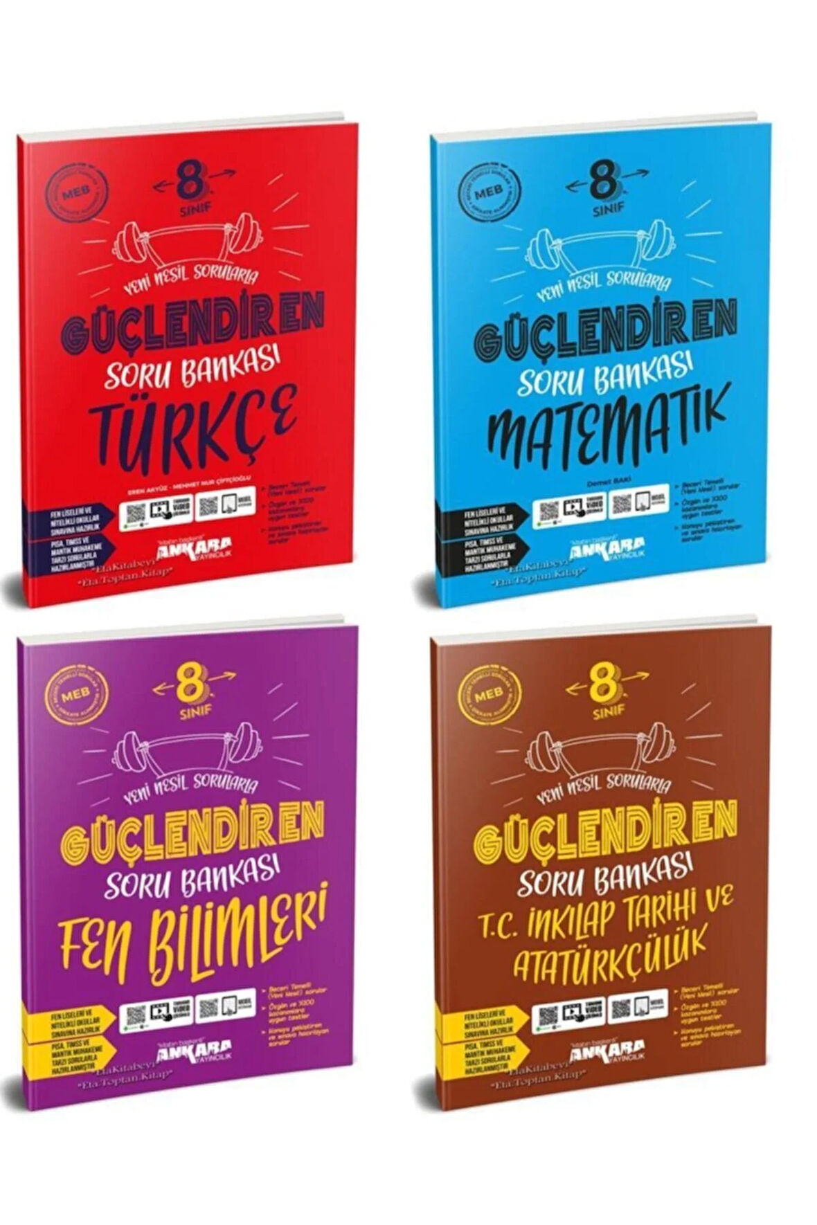 Ankara 8. Sınıf Lgs Türkçe Matematik Fen Inkılap Soru Bankası Seti 4 Kitap Yeni 2021